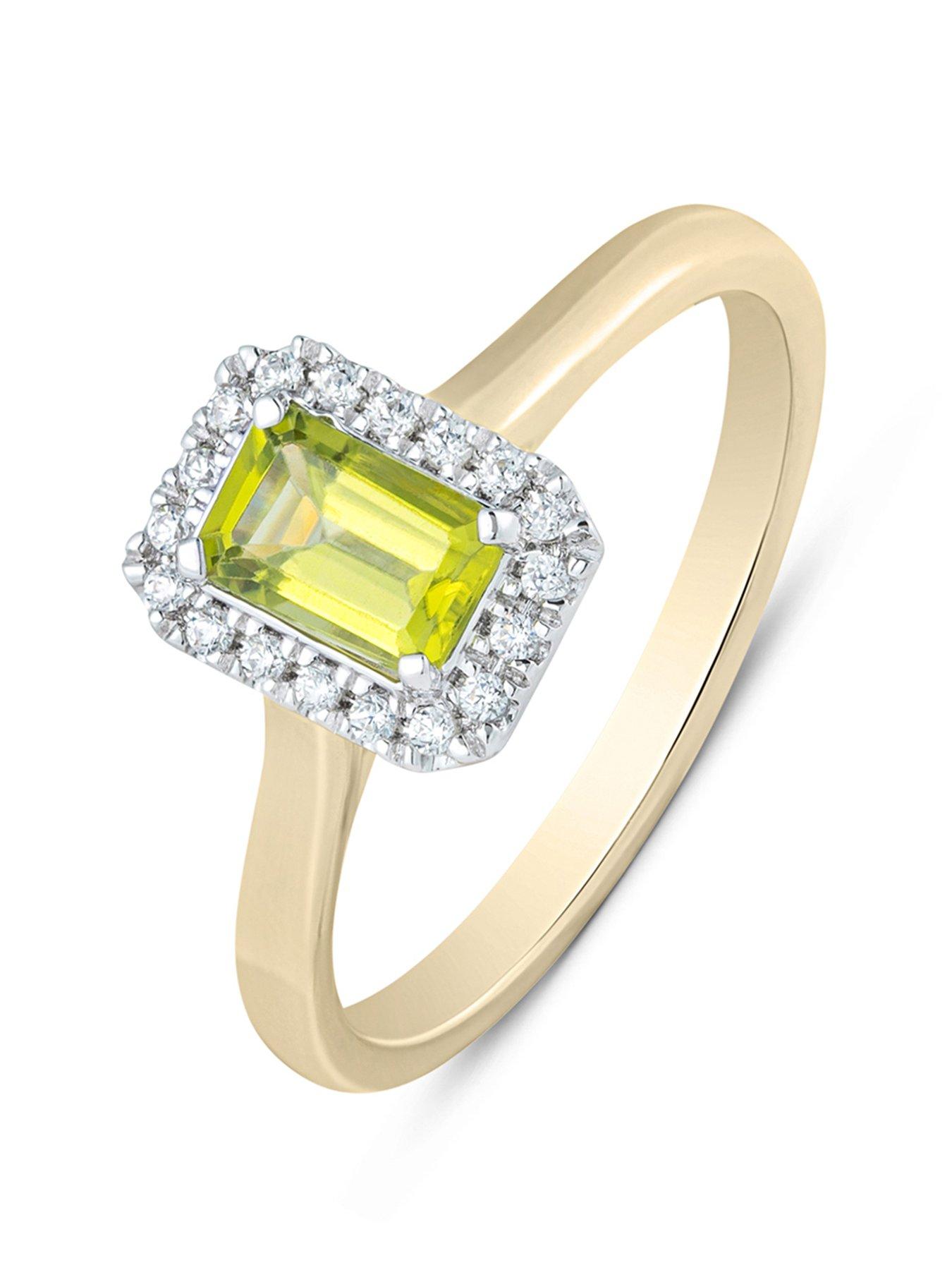  image of love-diamond-peridot-diamond-halo-ring