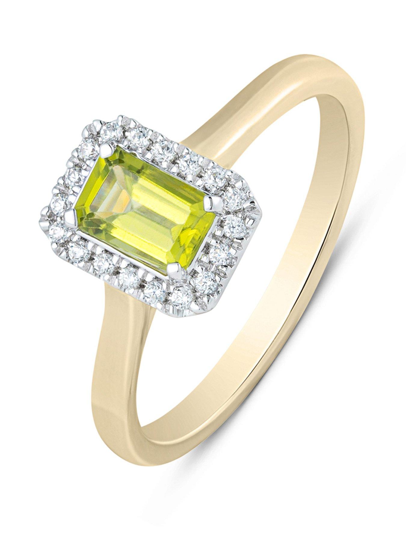 Image 1 of 5 of Love DIAMOND Peridot Diamond Halo Ring