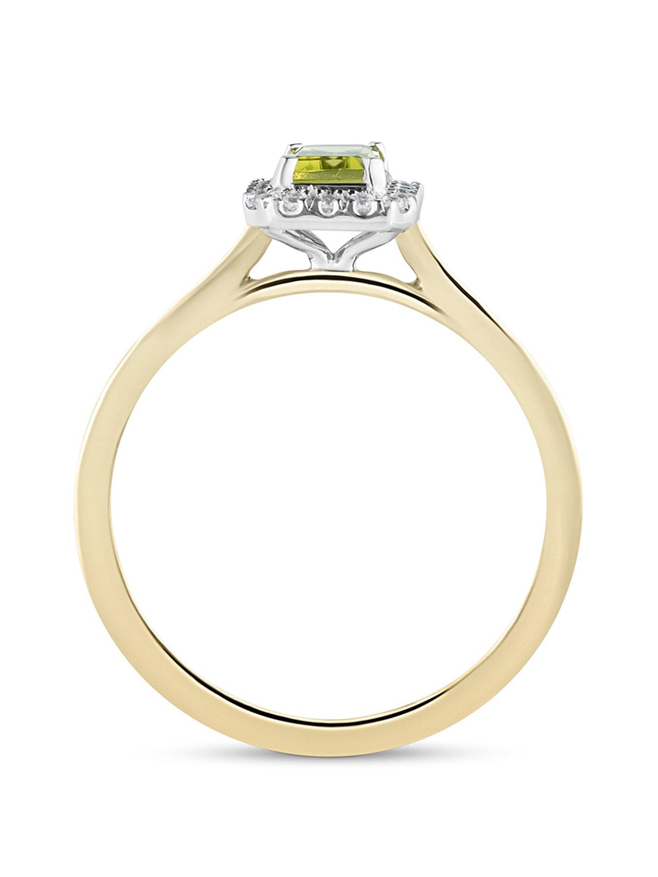  image of love-diamond-peridot-diamond-halo-ring