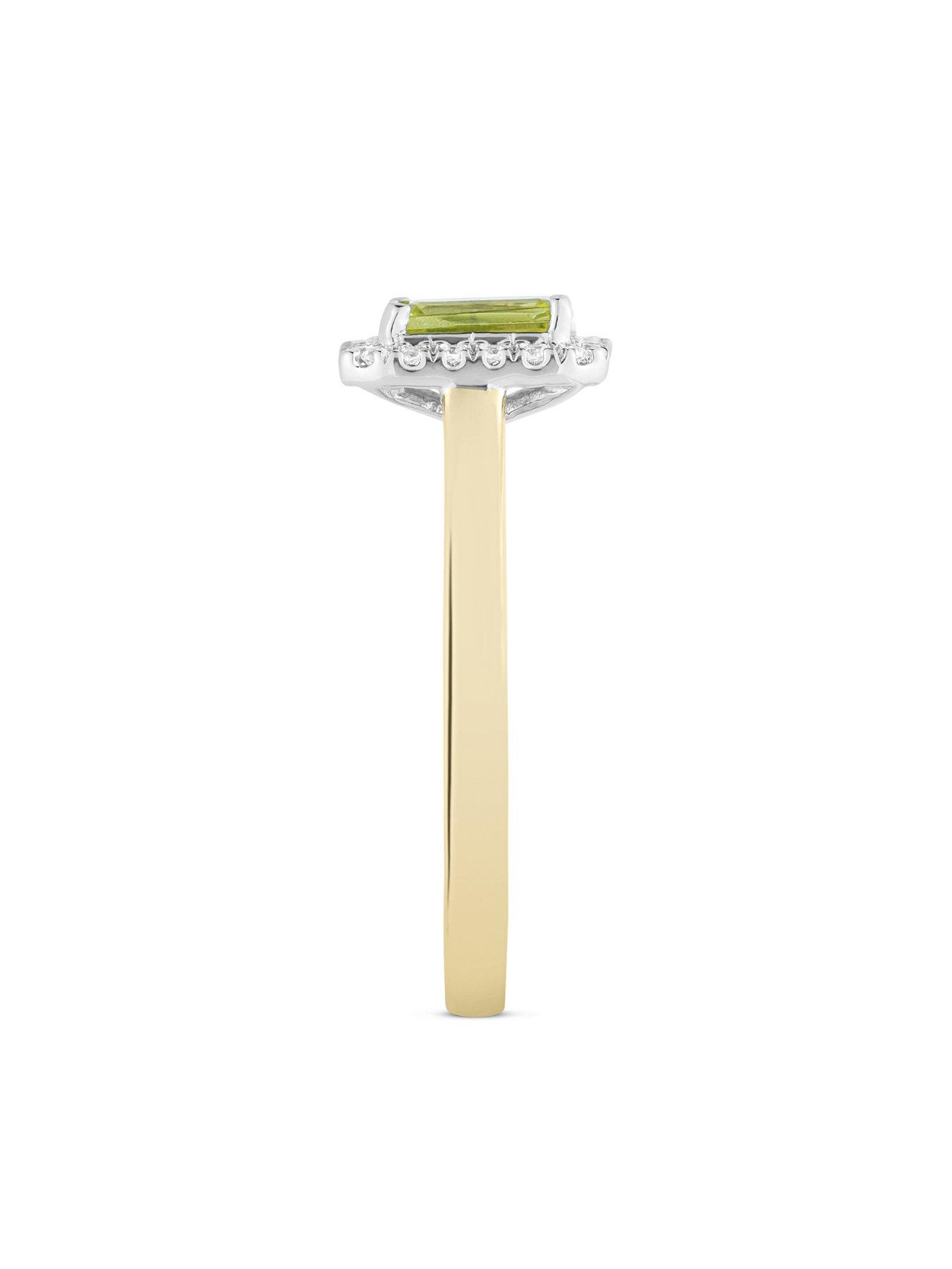  image of love-diamond-peridot-diamond-halo-ring
