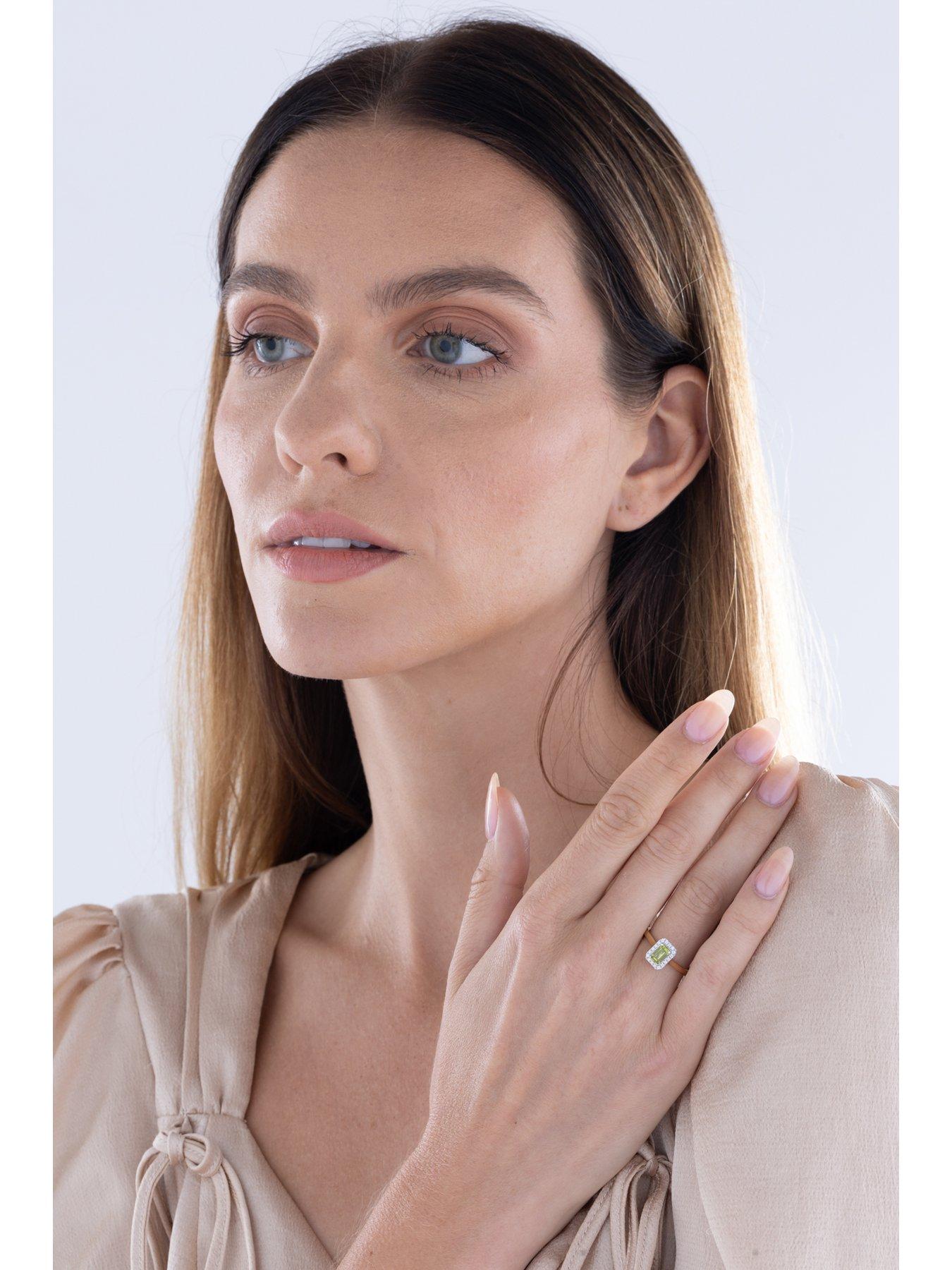 Image 4 of 5 of Love DIAMOND Peridot Diamond Halo Ring