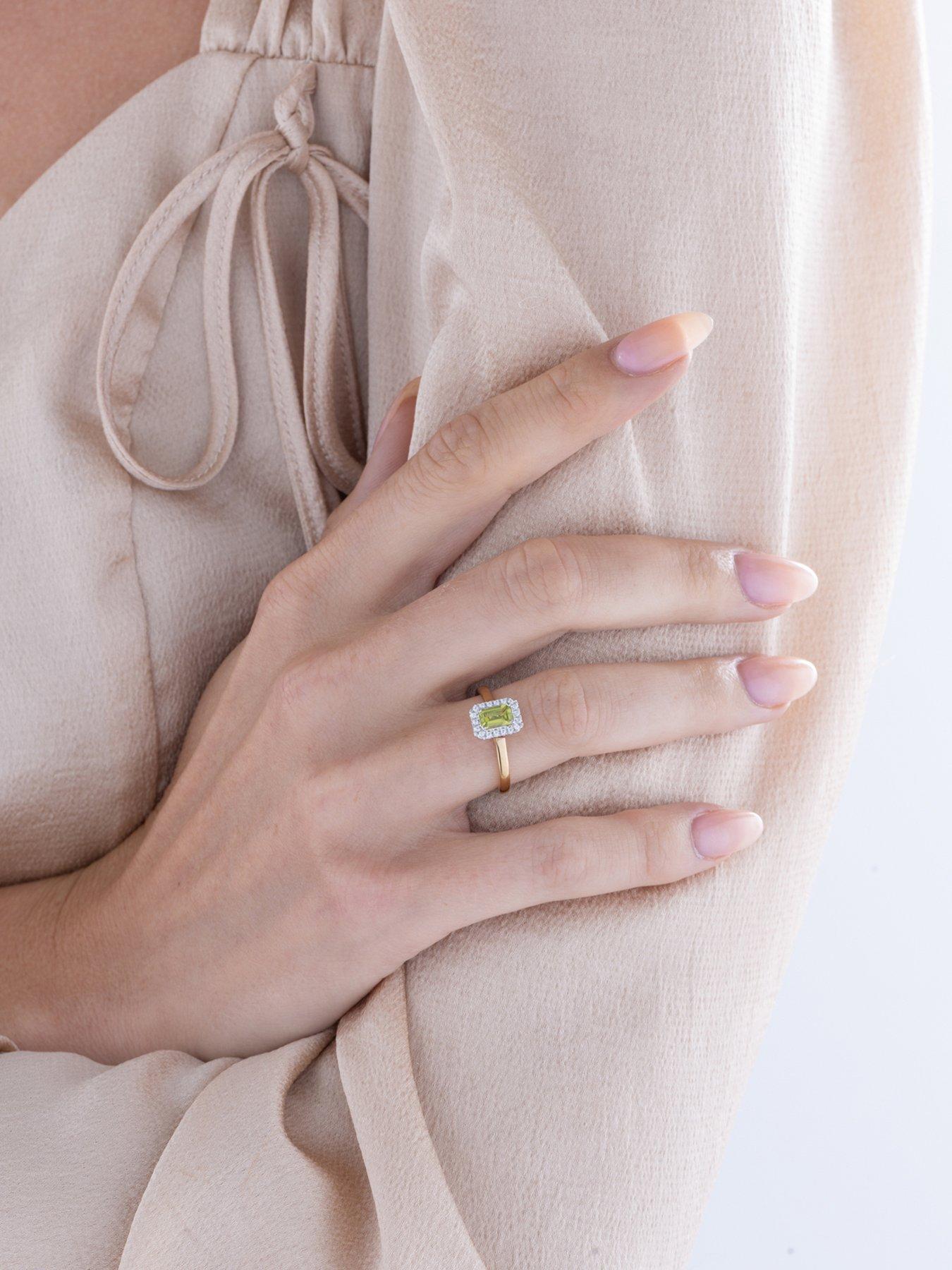Image 5 of 5 of Love DIAMOND Peridot Diamond Halo Ring