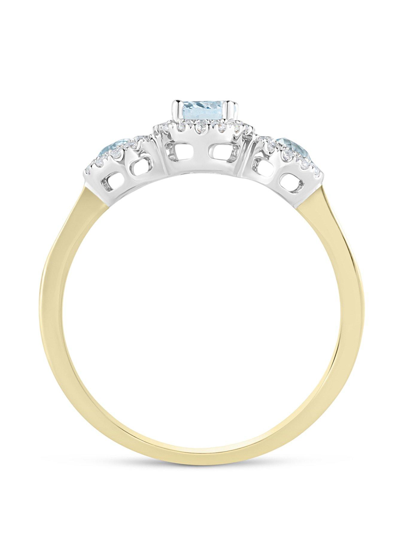  image of love-diamond-aquamarine-look-sky-blue-topaz-diamond-halo-ring