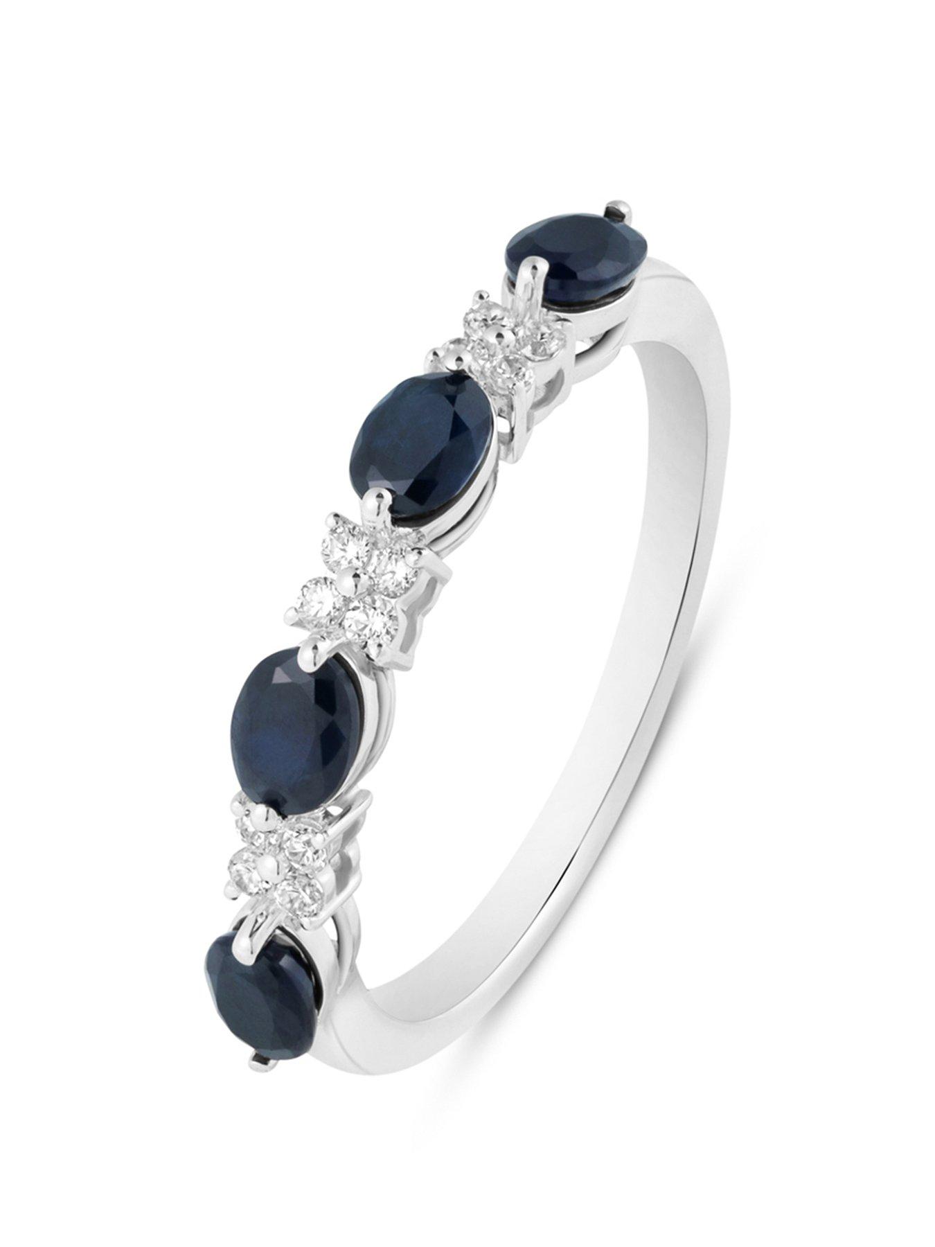 Love DIAMOND Black Sapphire With Diamond Eternity Style Ring