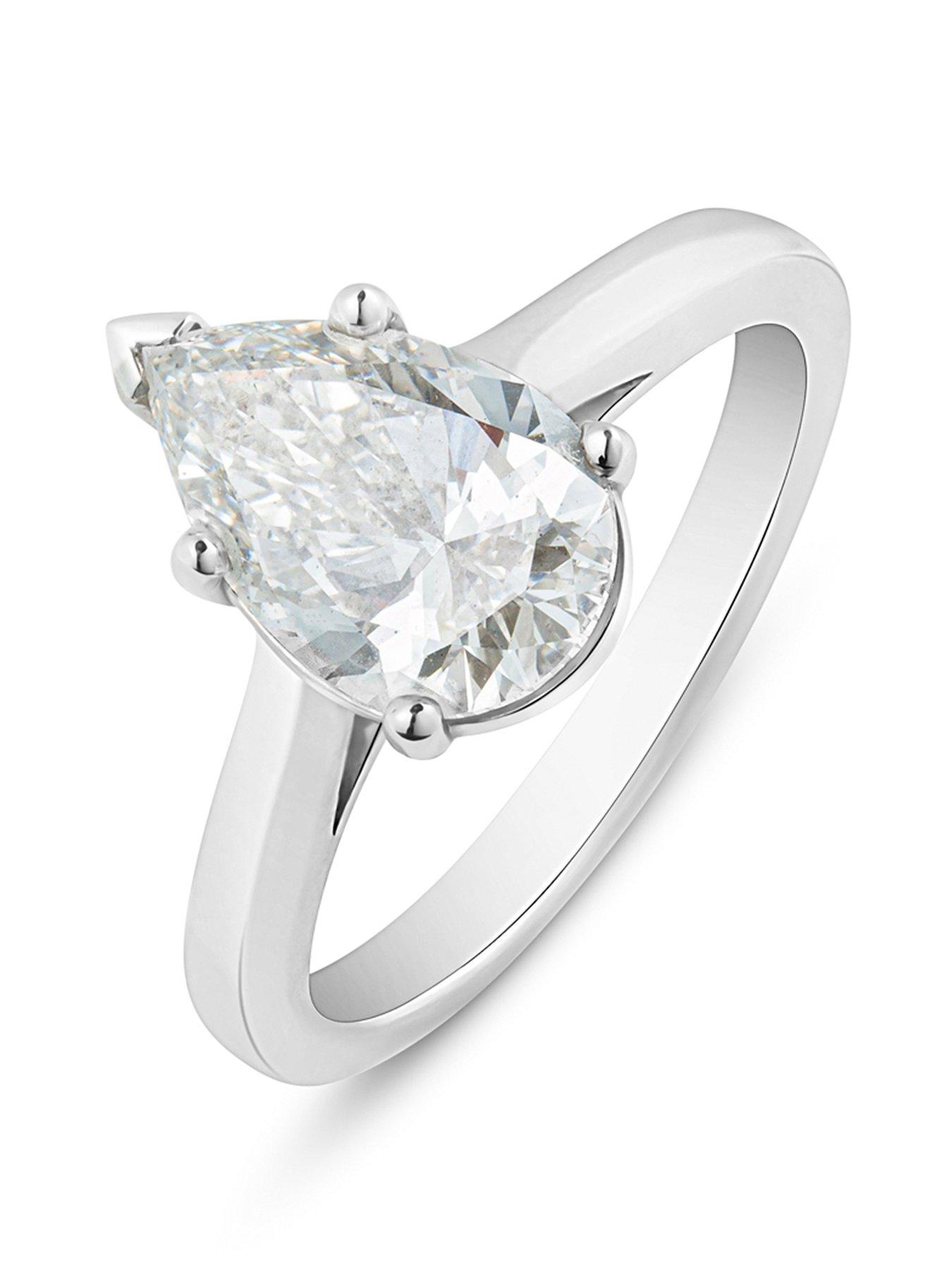 Love DIAMOND 2Ct Pear Shaped Diamond Solitaire Ring G VS+ Lab Grown