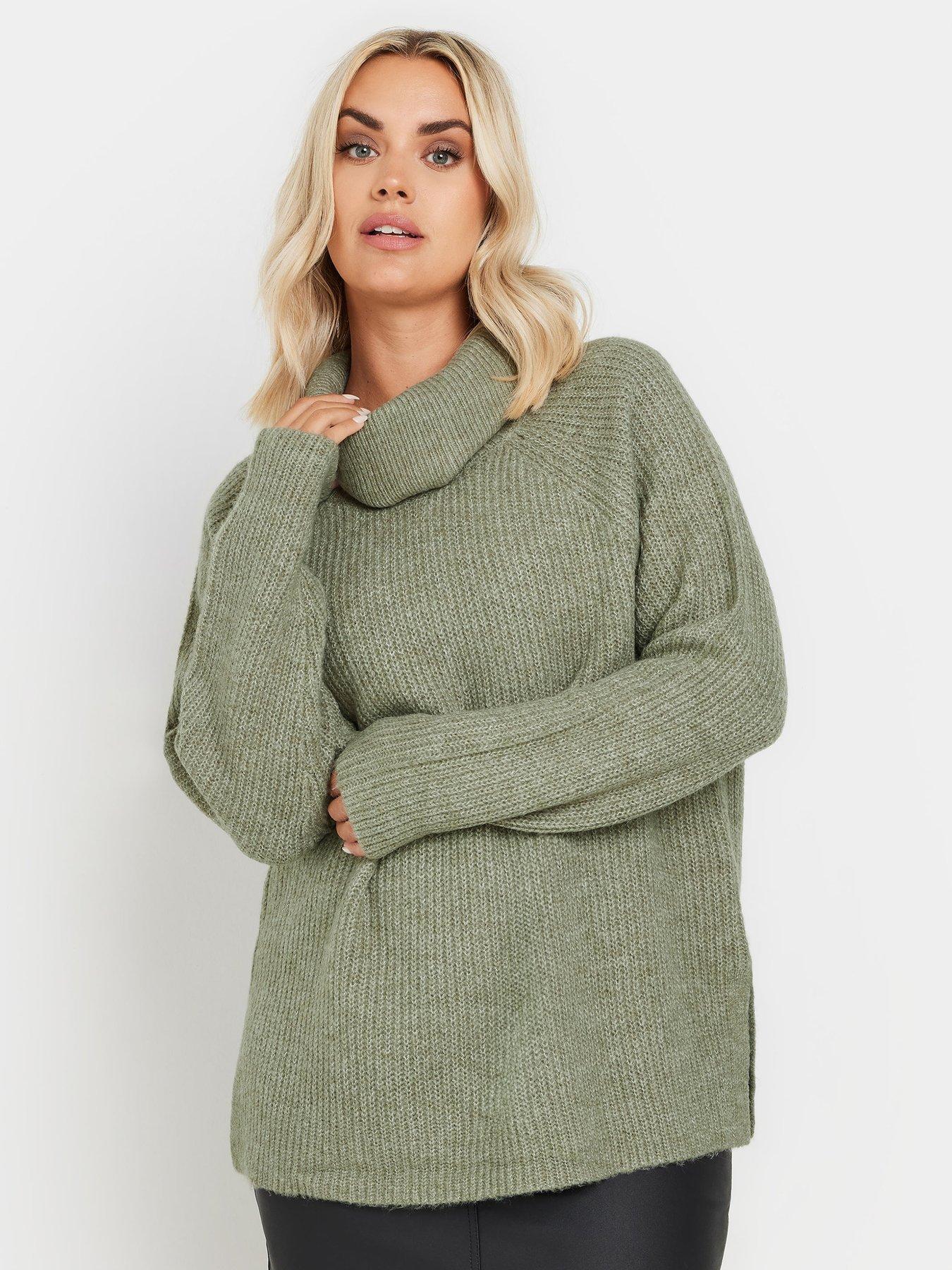 undefined Curve Roll Neck Jumper - Green