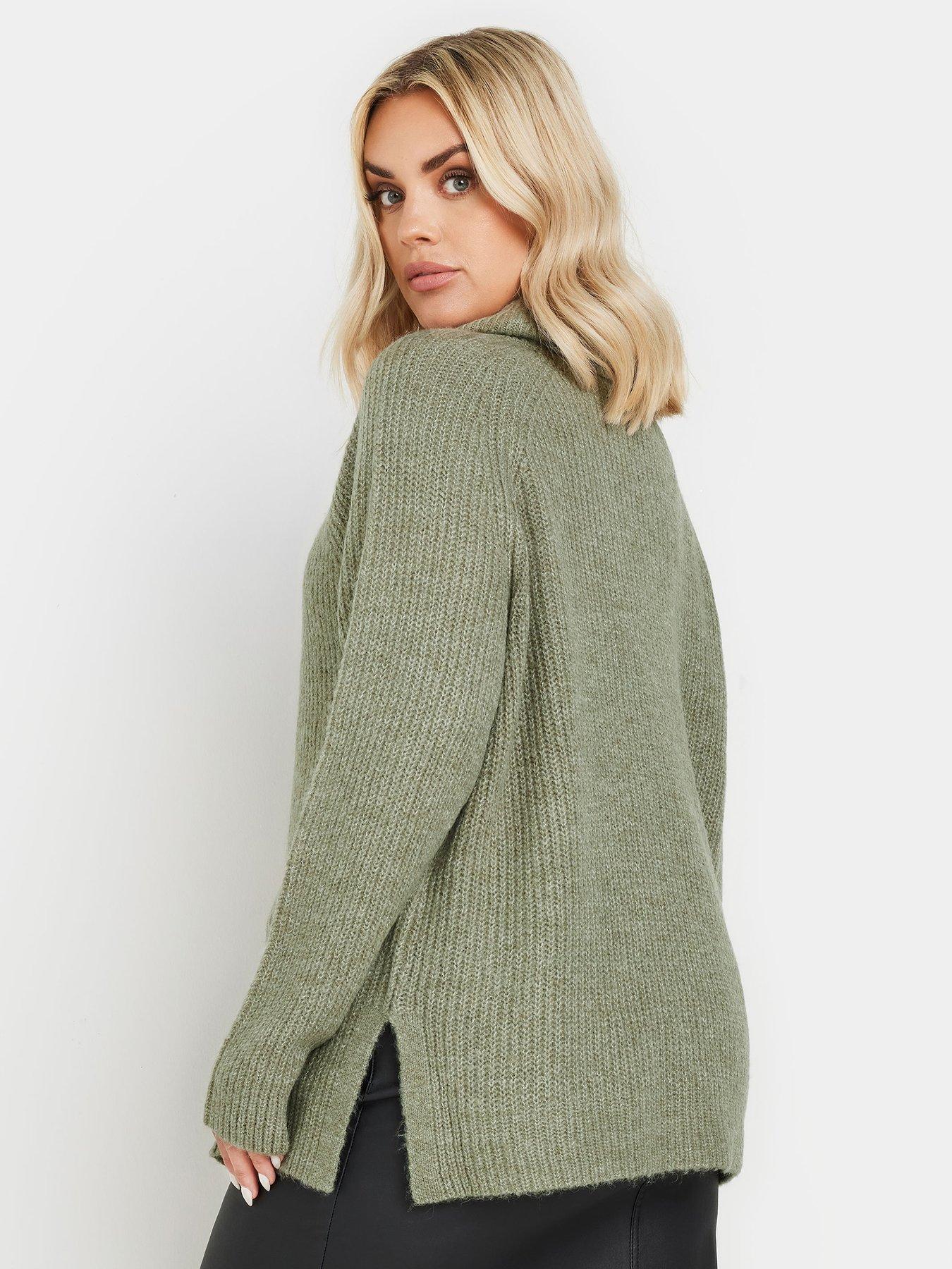 Image 2 of 4 of Yours Curve Roll Neck Jumper - Green