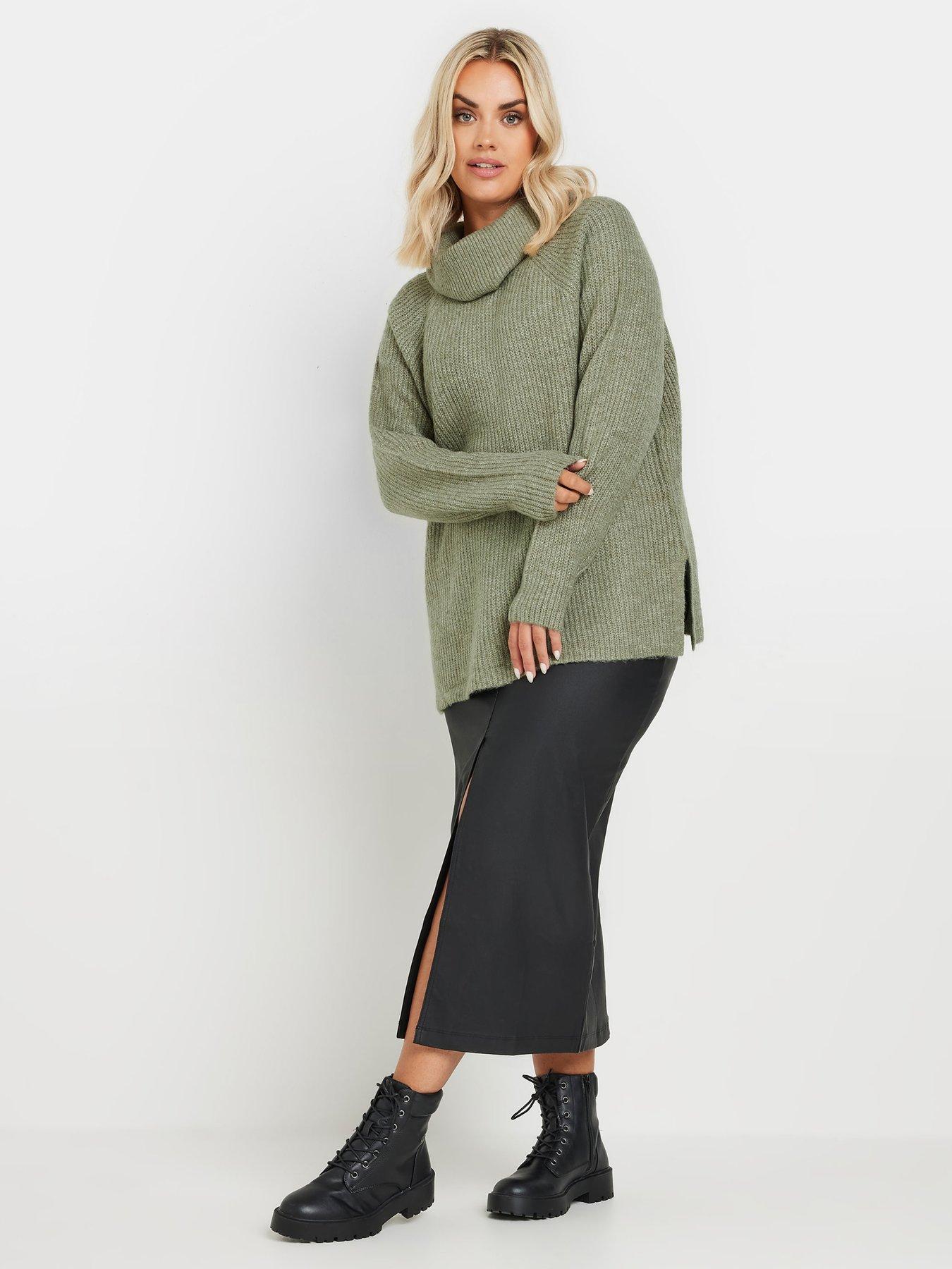 Image 3 of 4 of Yours Curve Roll Neck Jumper - Green