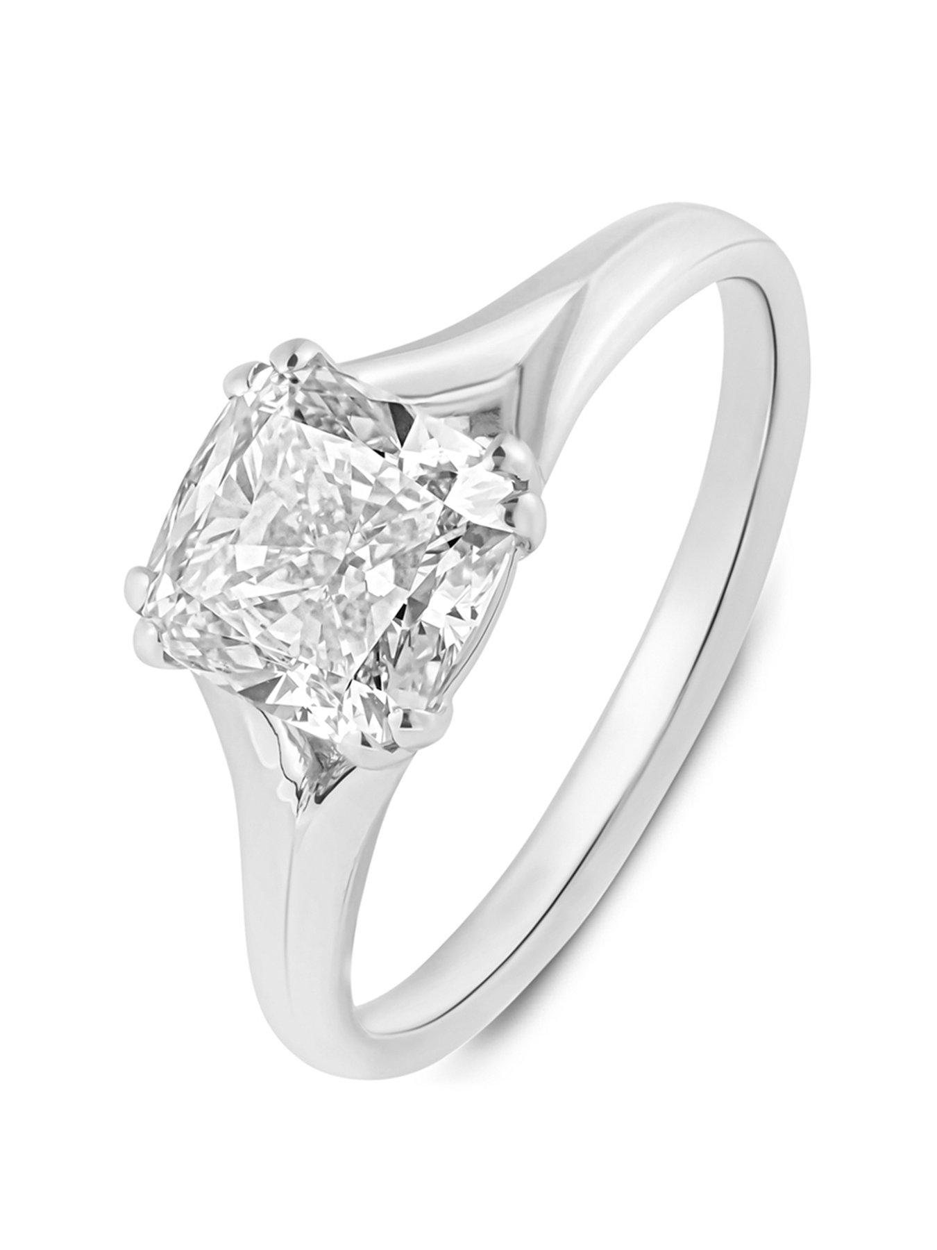Image 1 of 5 of Love DIAMOND 2Ct Cushion Shaped Diamond Solitaire Ring G VS+ Lab Grown