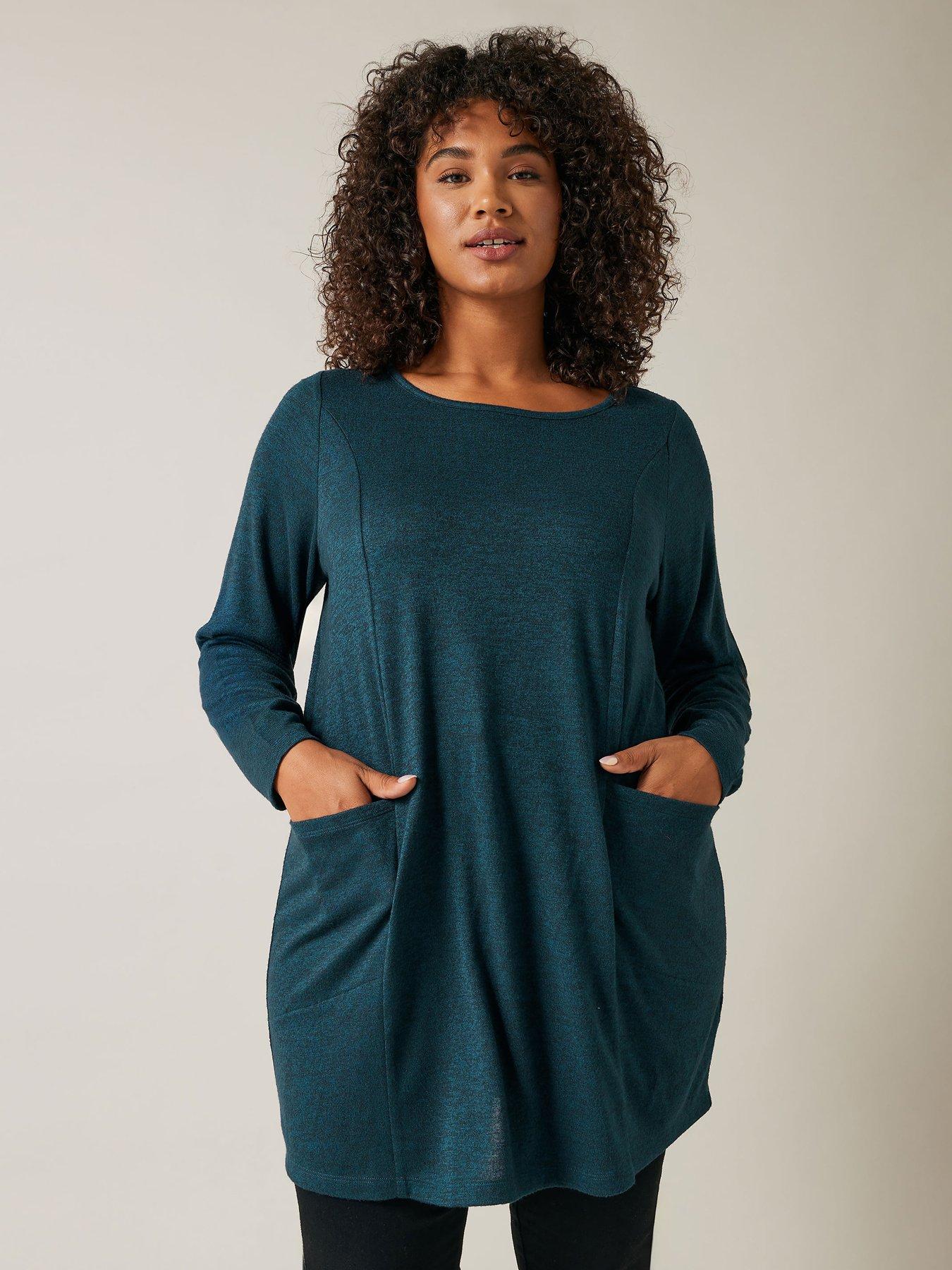 undefined Drop Pocket Tunic Top - Green