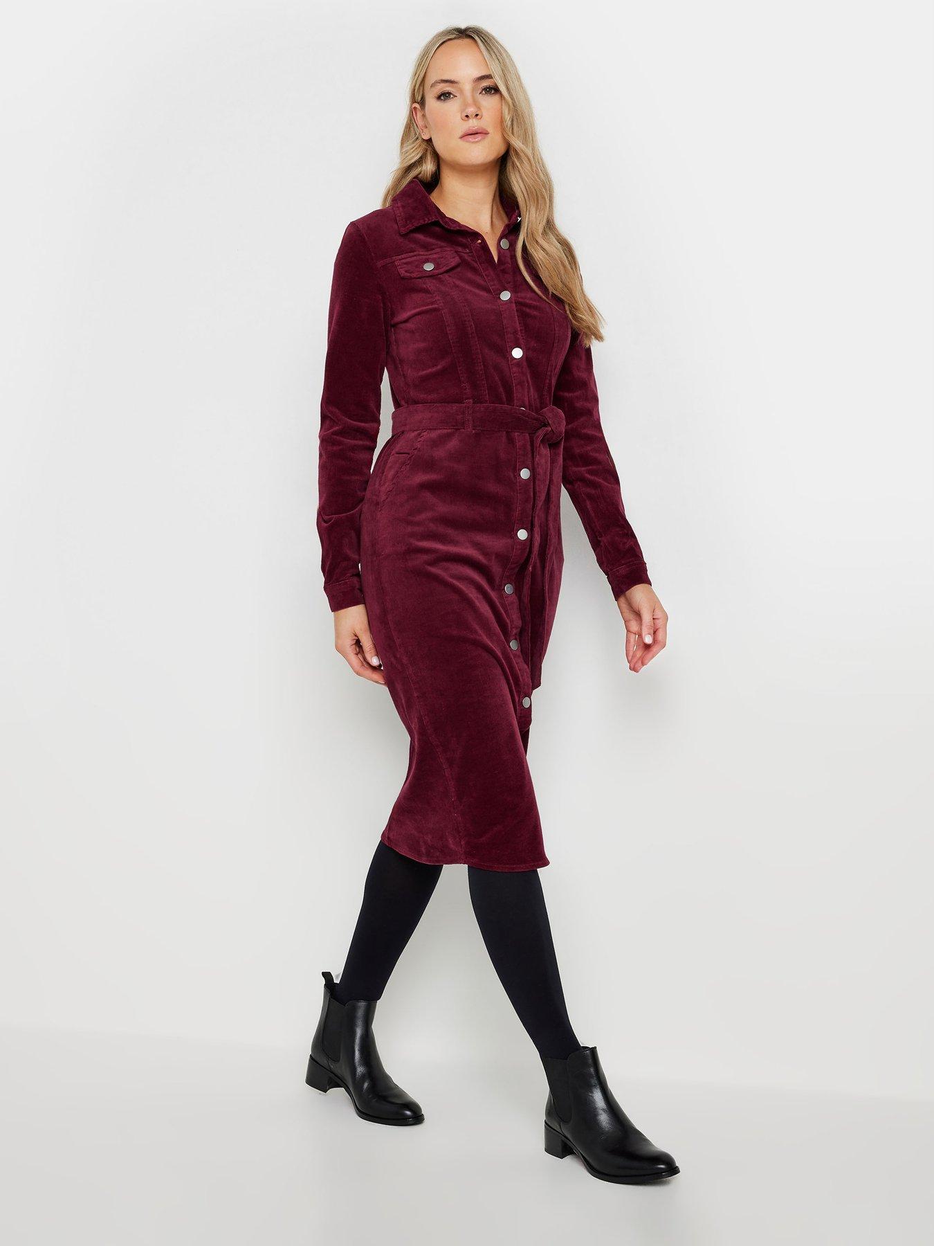  image of long-tall-sally-tall-fitted-cord-dress-red