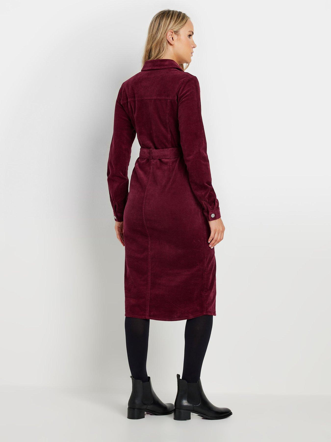  image of long-tall-sally-tall-fitted-cord-dress-red