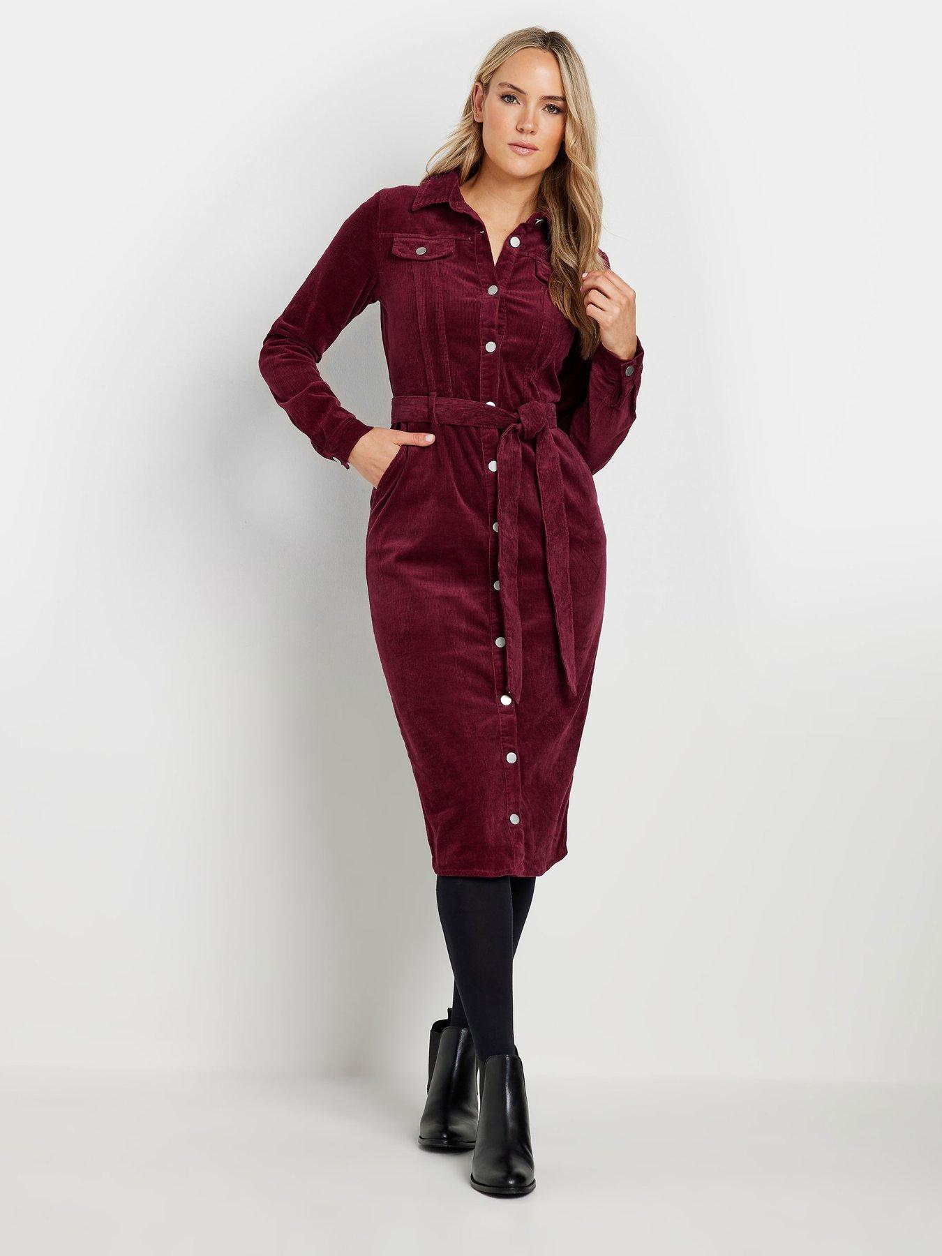  image of long-tall-sally-tall-fitted-cord-dress-red