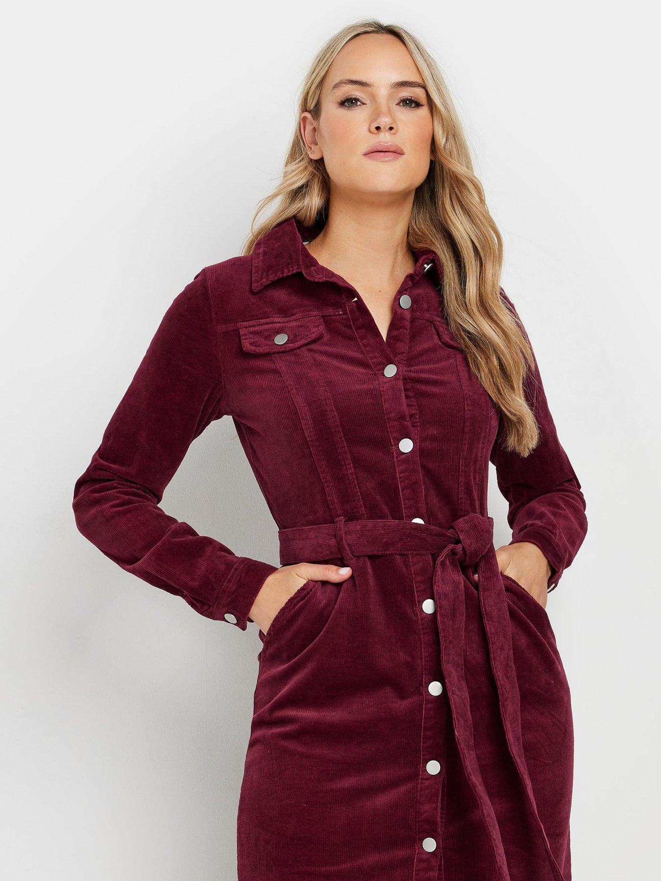  image of long-tall-sally-tall-fitted-cord-dress-red