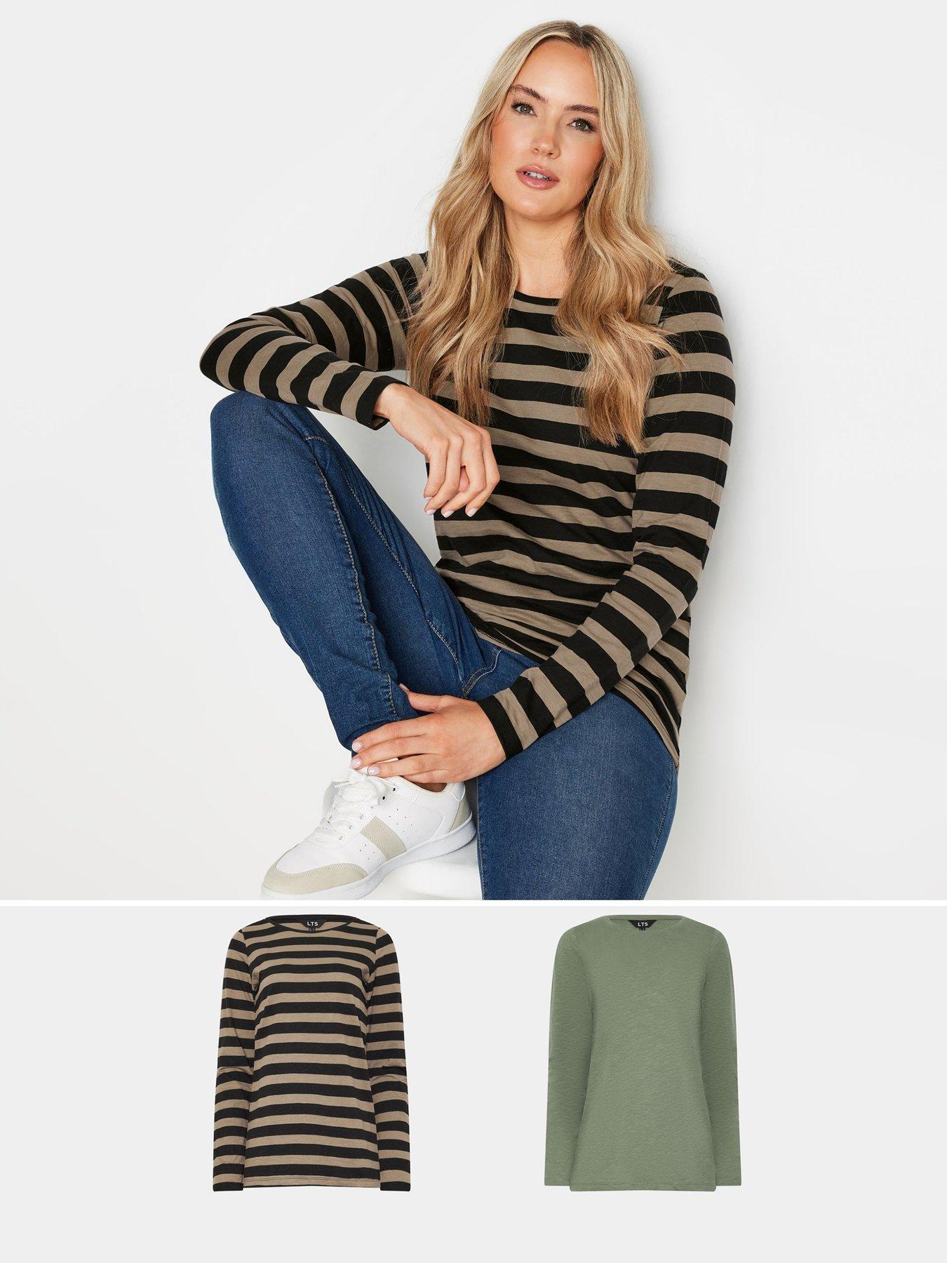  image of long-tall-sally-tall-2-pack-long-sleeve-stripe-t-shirt-multi