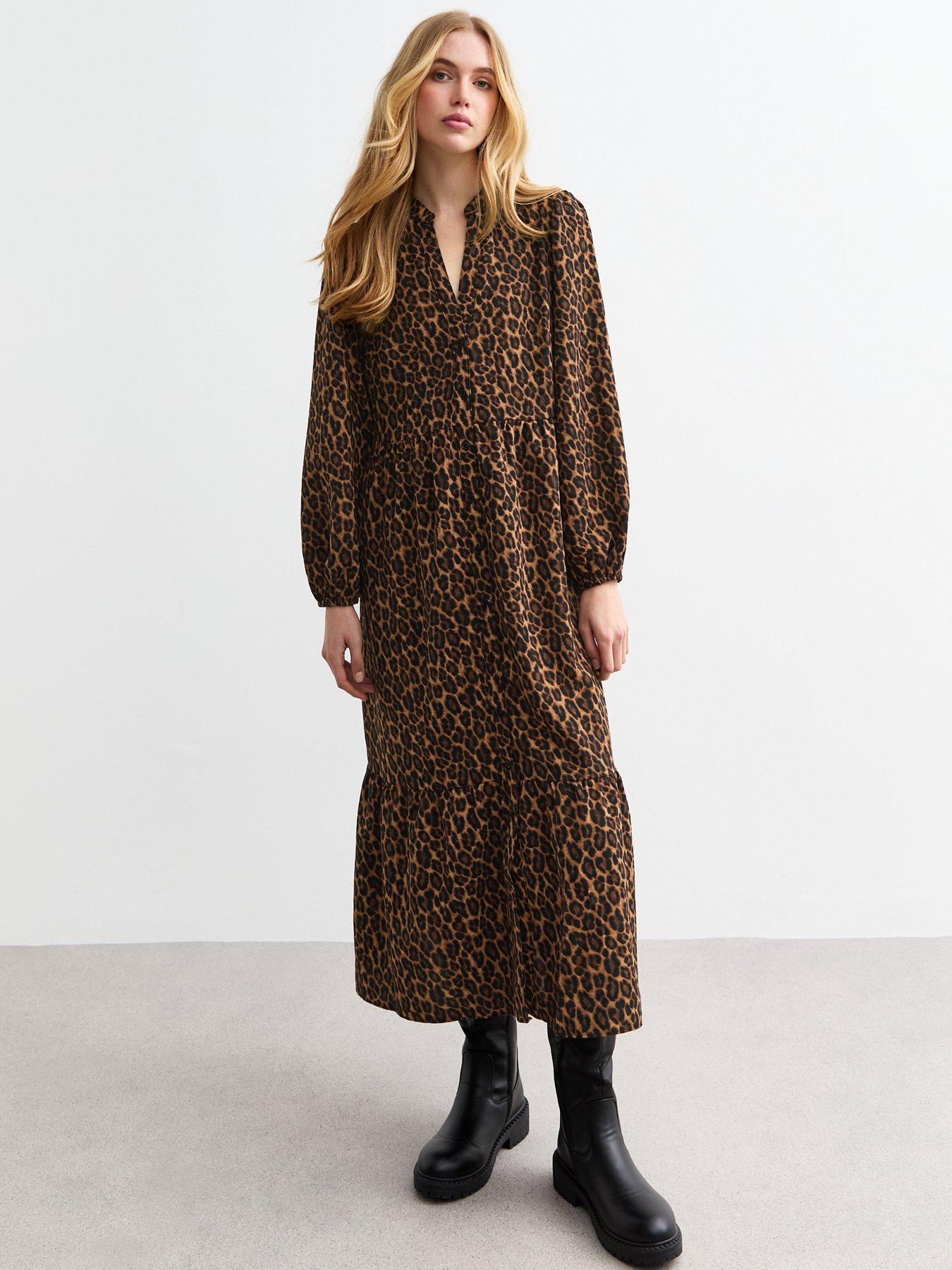 undefined Leopard Shirt Smock Dress - Print
