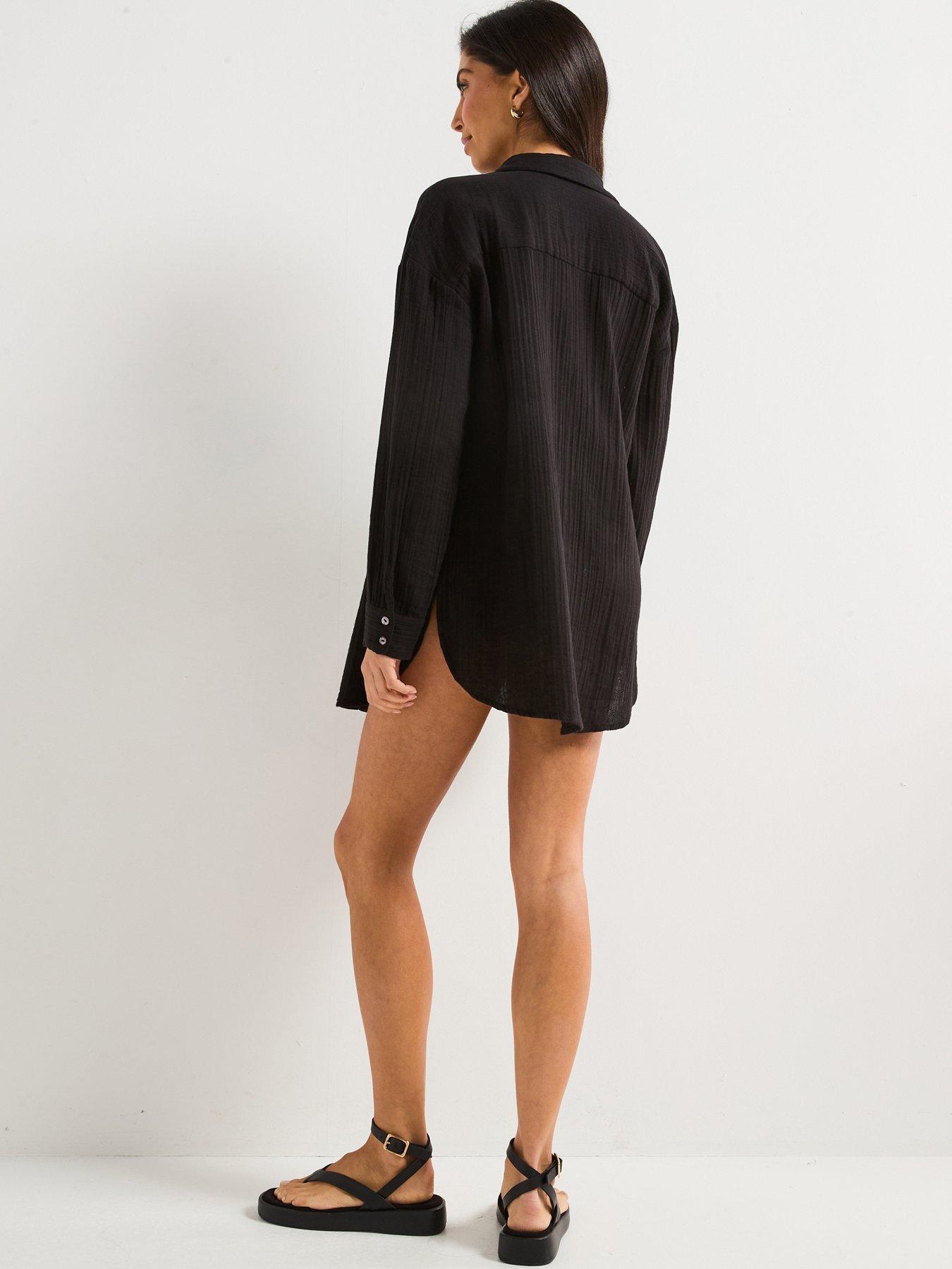  image of everyday-long-sleeve-beach-shirt-black
