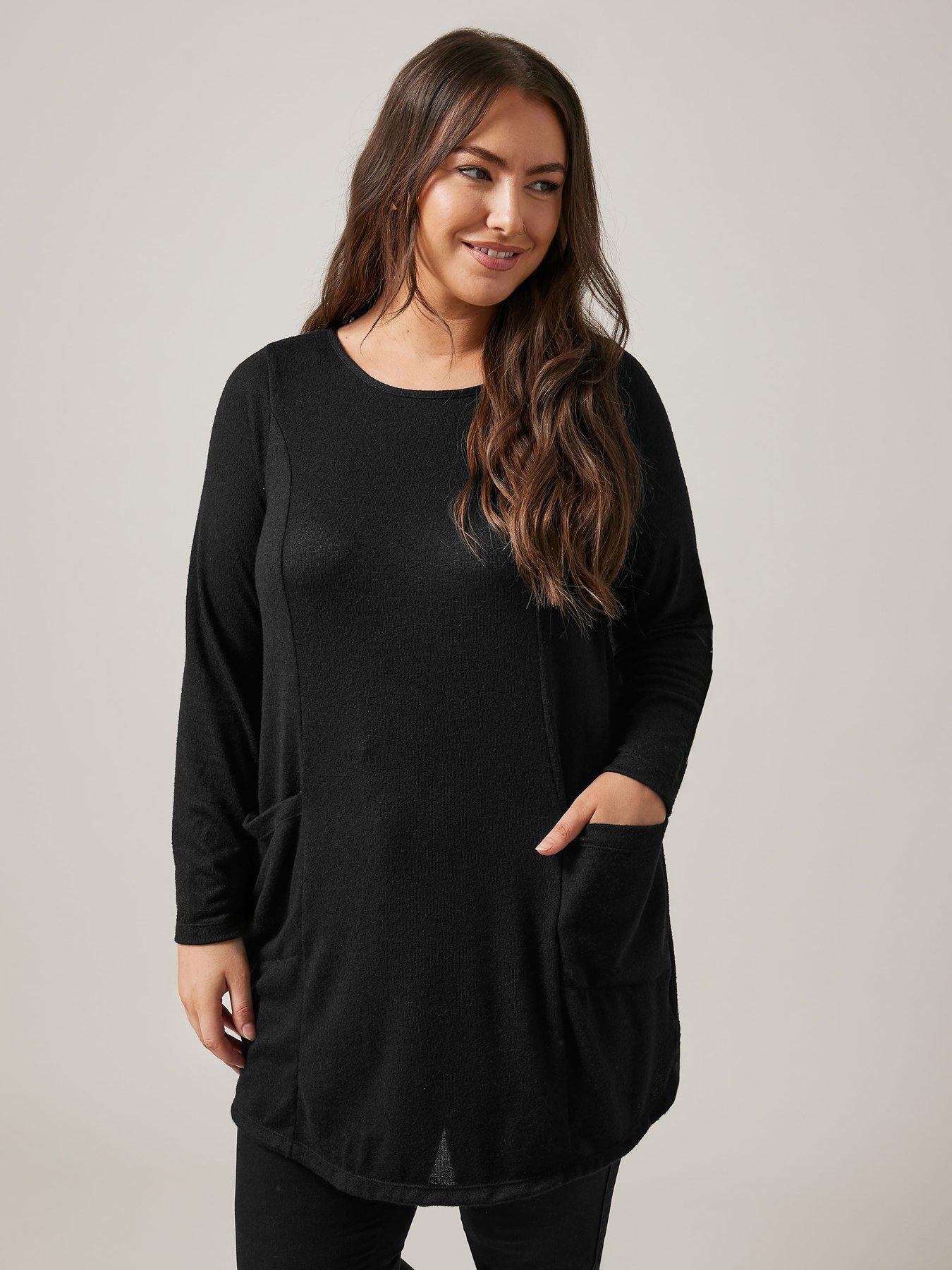 undefined Drop Pocket Tunic Top - Black