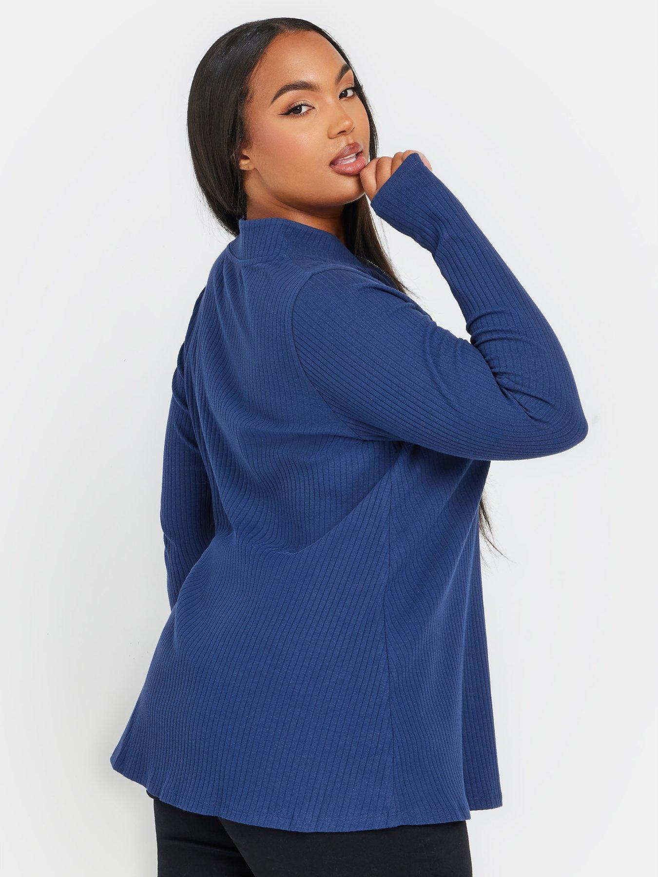  image of yours-curve-quarter-zip-rib-top-blue