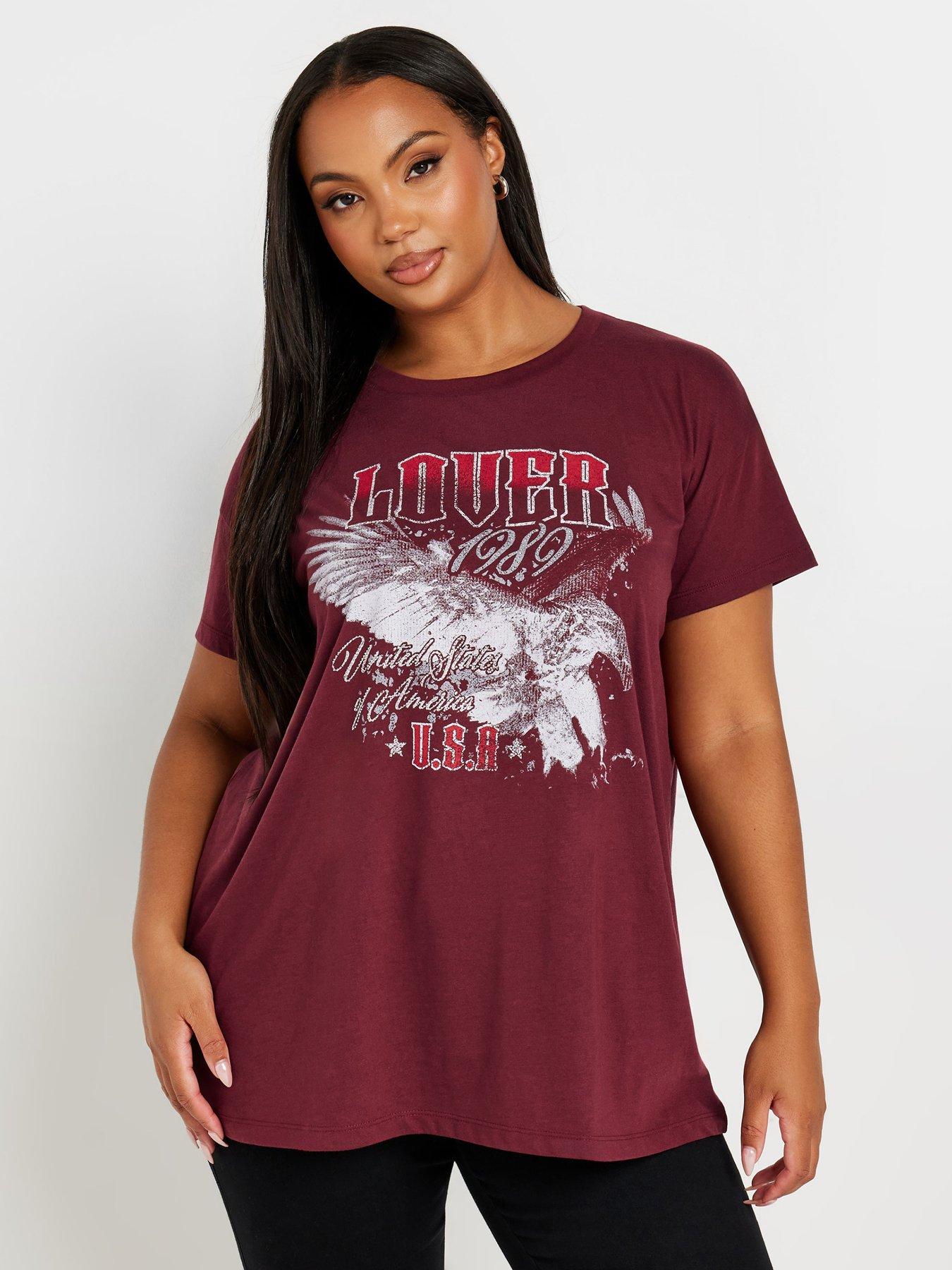 undefined Curve Placement Print T-Shirt - Red