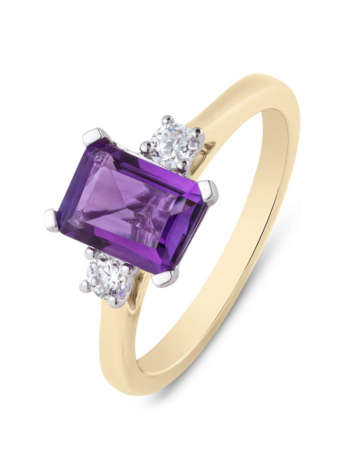Image 1 of 5 of Love DIAMOND Lab Grown Diamond Natural Amethyst Ring