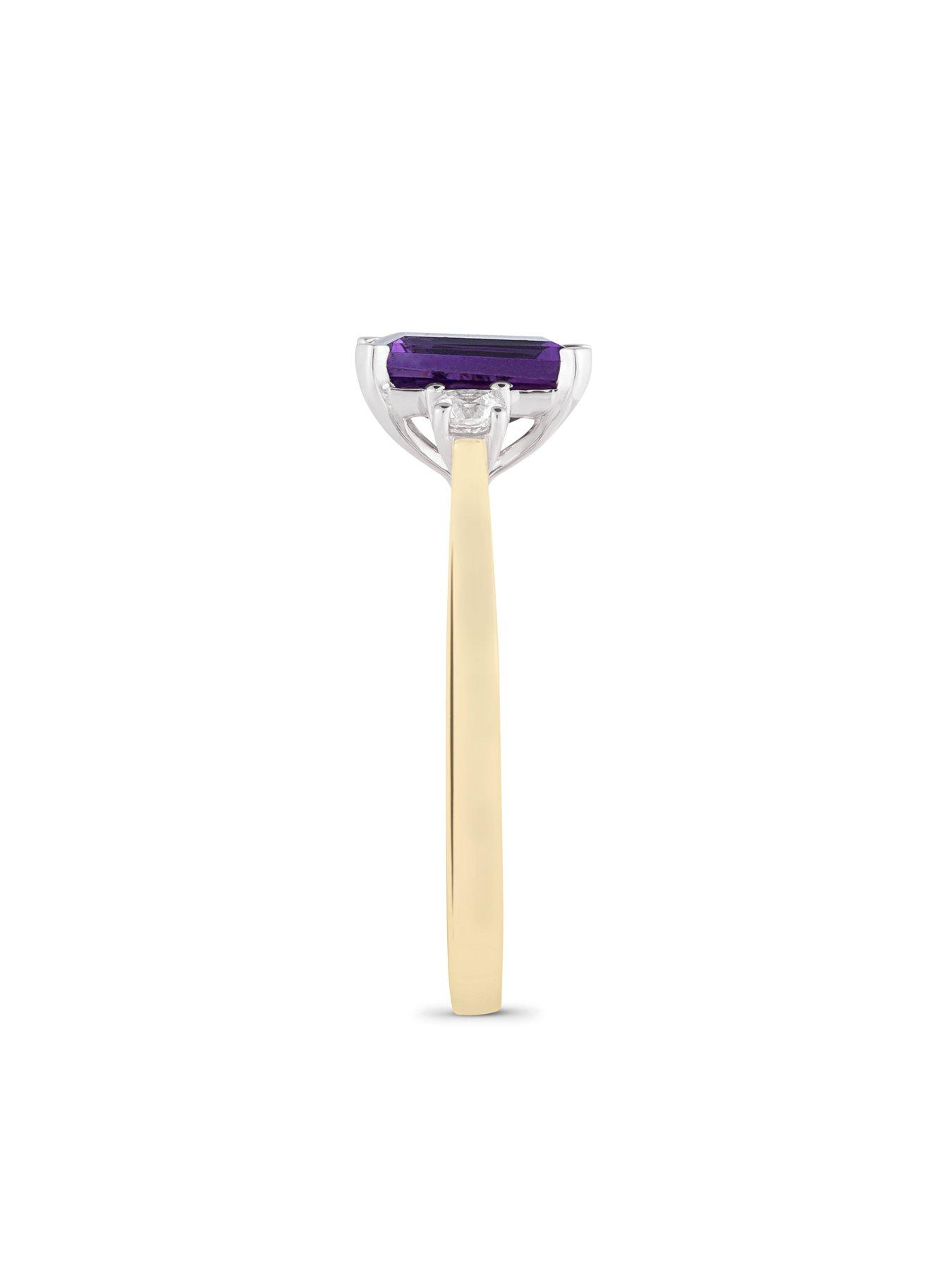 Image 2 of 5 of Love DIAMOND Lab Grown Diamond Natural Amethyst Ring