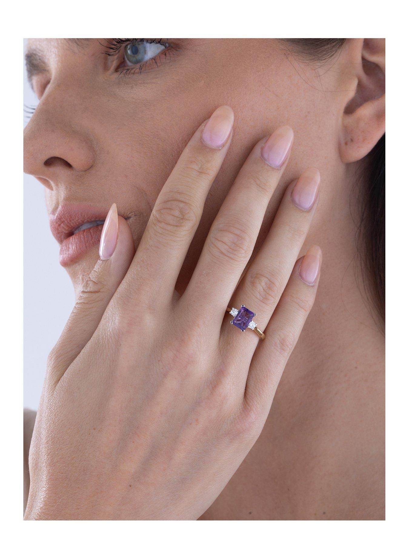 Image 2 of 5 of Love DIAMOND Lab Grown Diamond Natural Amethyst Ring