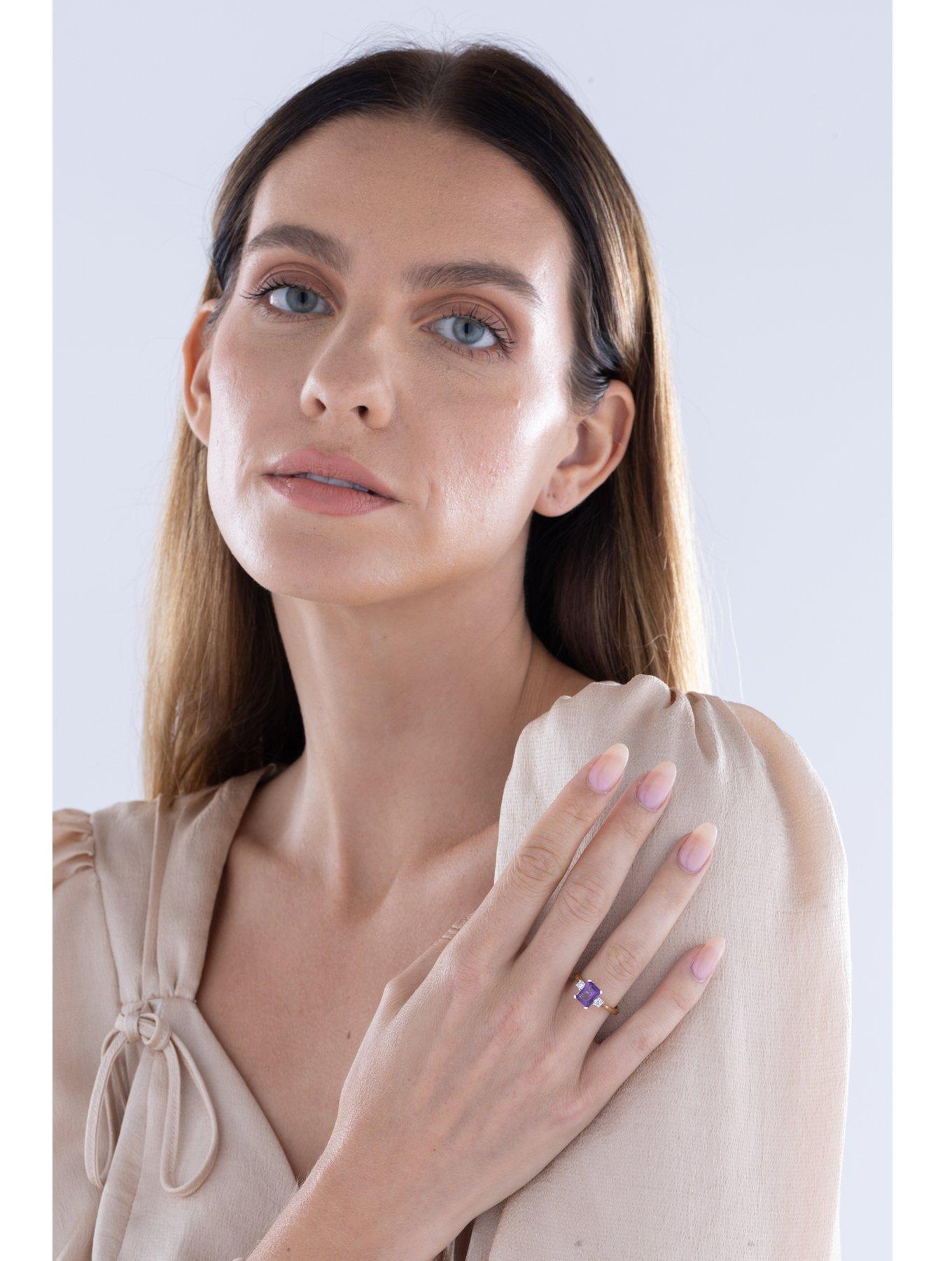 Image 3 of 5 of Love DIAMOND Lab Grown Diamond Natural Amethyst Ring