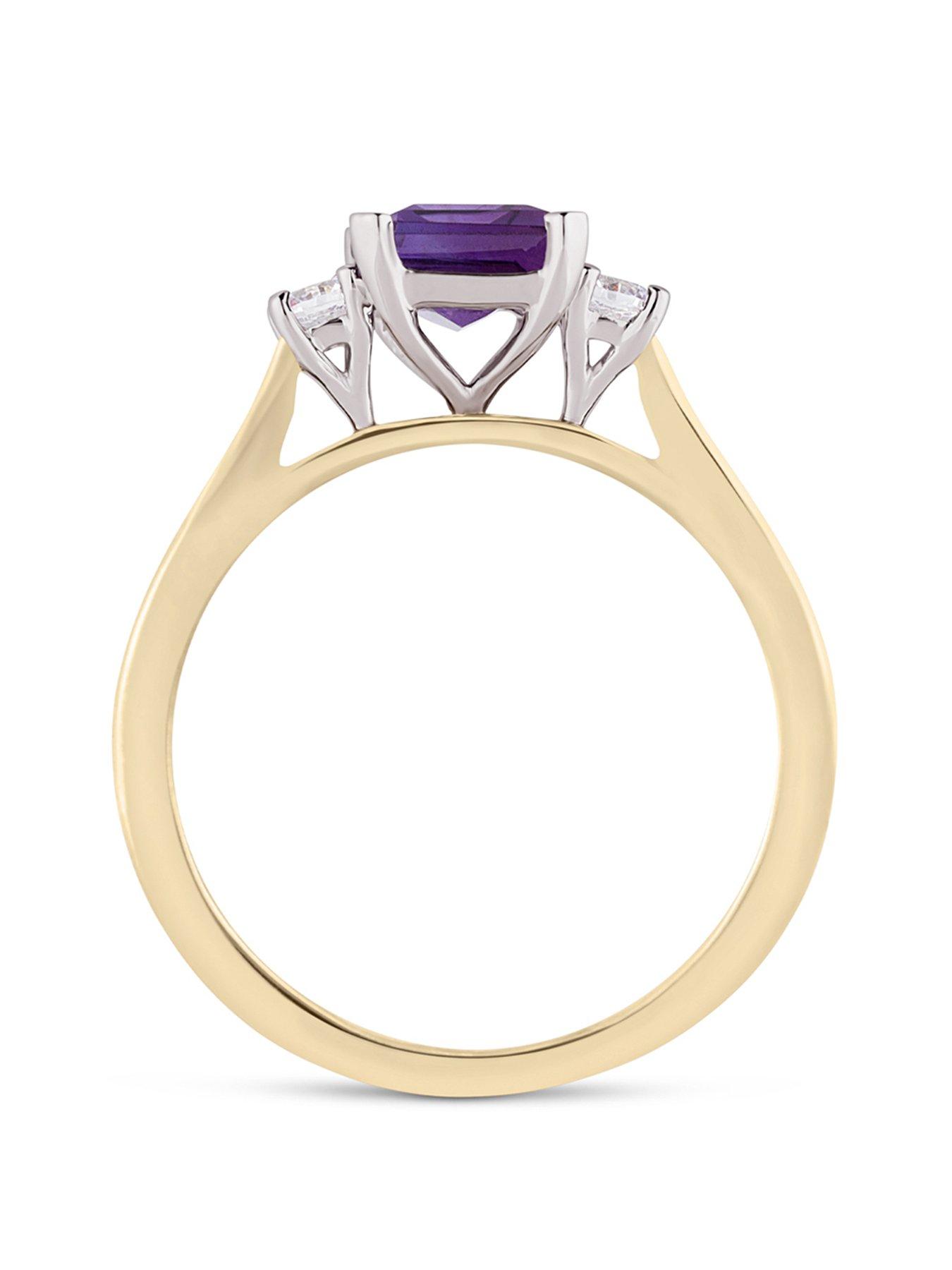 Image 3 of 5 of Love DIAMOND Lab Grown Diamond Natural Amethyst Ring