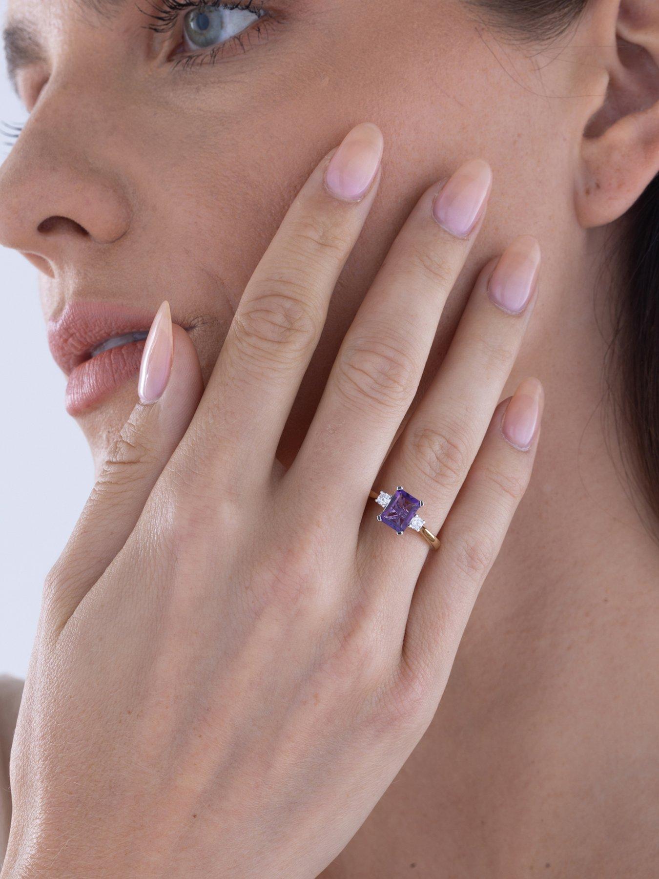 Image 4 of 5 of Love DIAMOND Lab Grown Diamond Natural Amethyst Ring