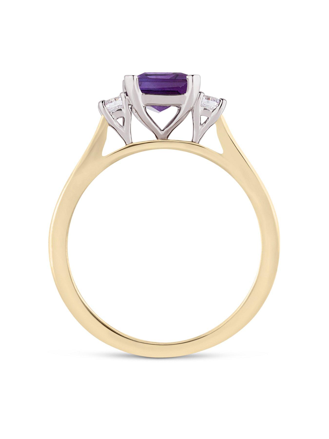 Image 5 of 5 of Love DIAMOND Lab Grown Diamond Natural Amethyst Ring