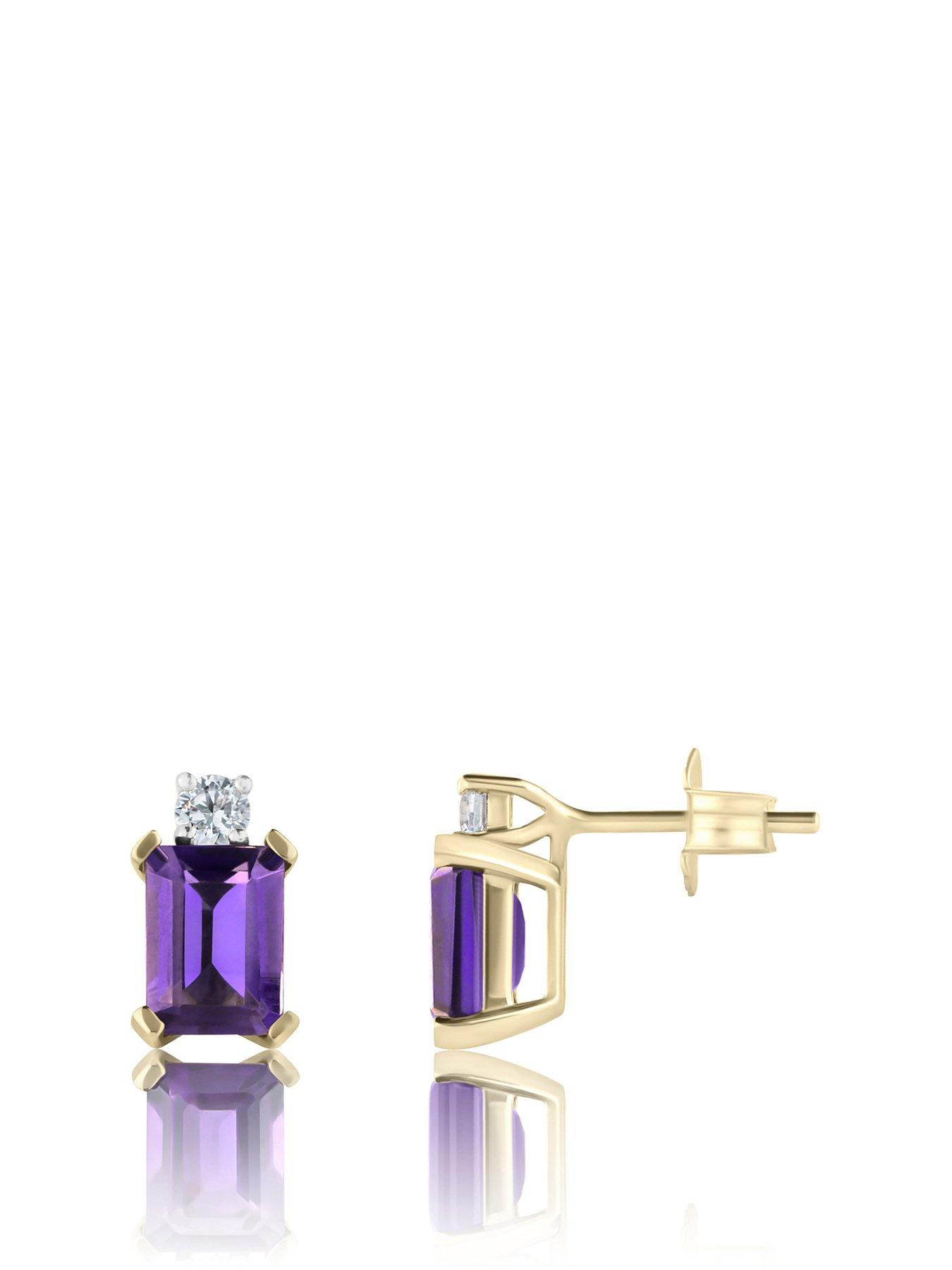 undefined Lab Grown Diamond Natural Amethyst Earrings