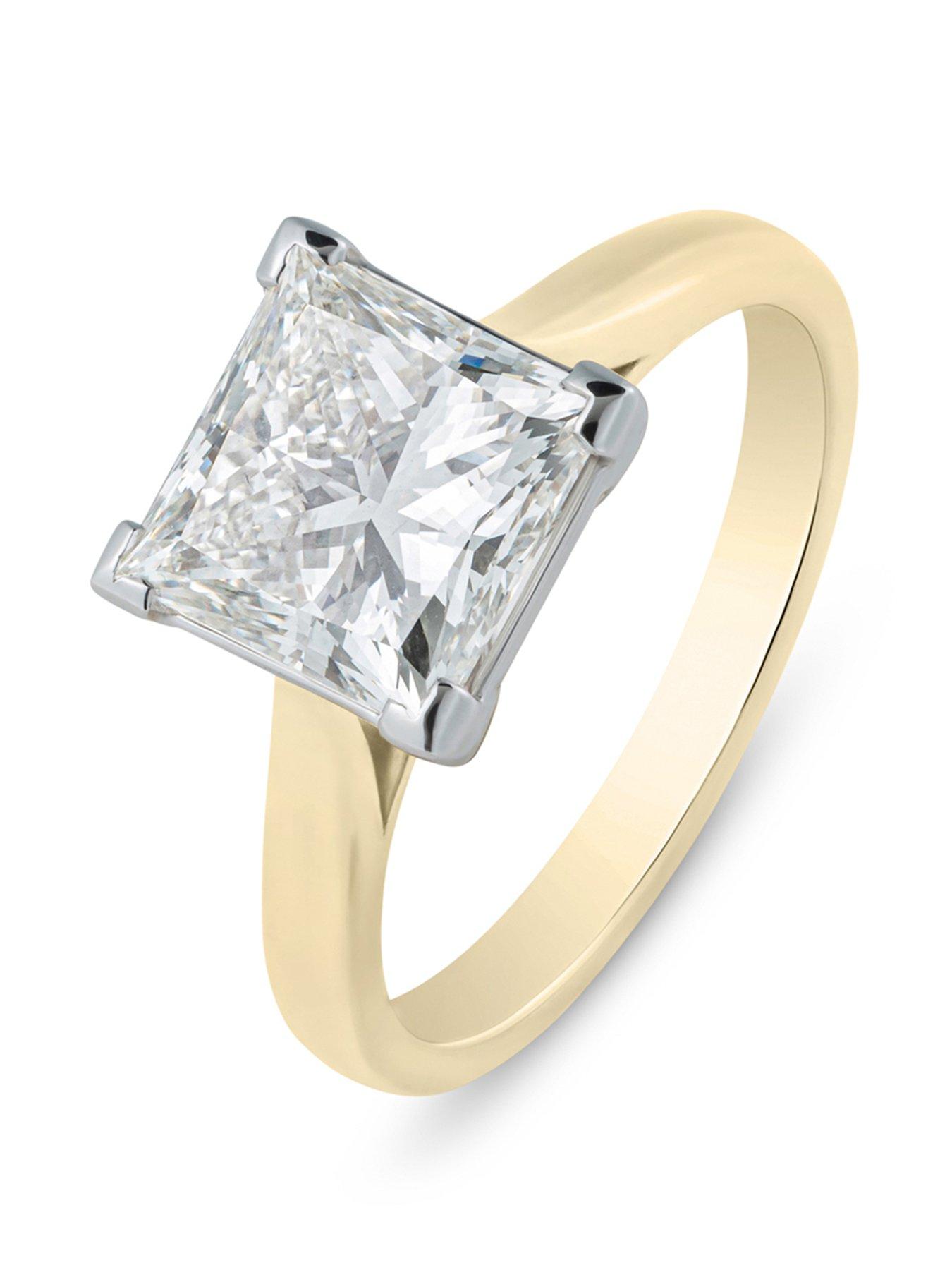 Love DIAMOND 3Ct Princess Cut Diamond Solitaire Ring G VS+ Lab Grown ...