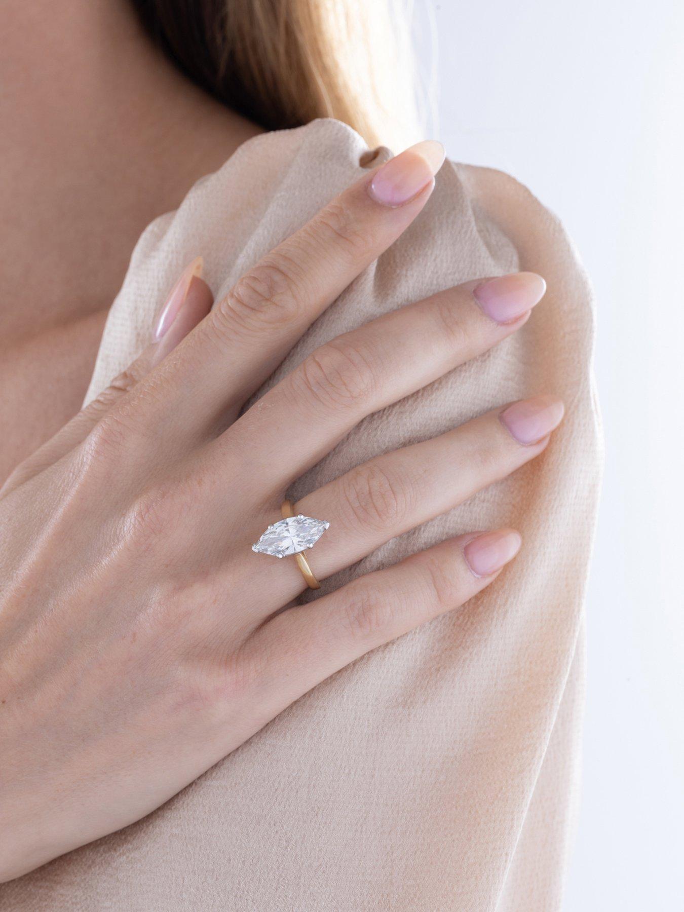 Image 2 of 5 of Love DIAMOND 3Ct Marquise Diamond Gold Band Solitaire Ring