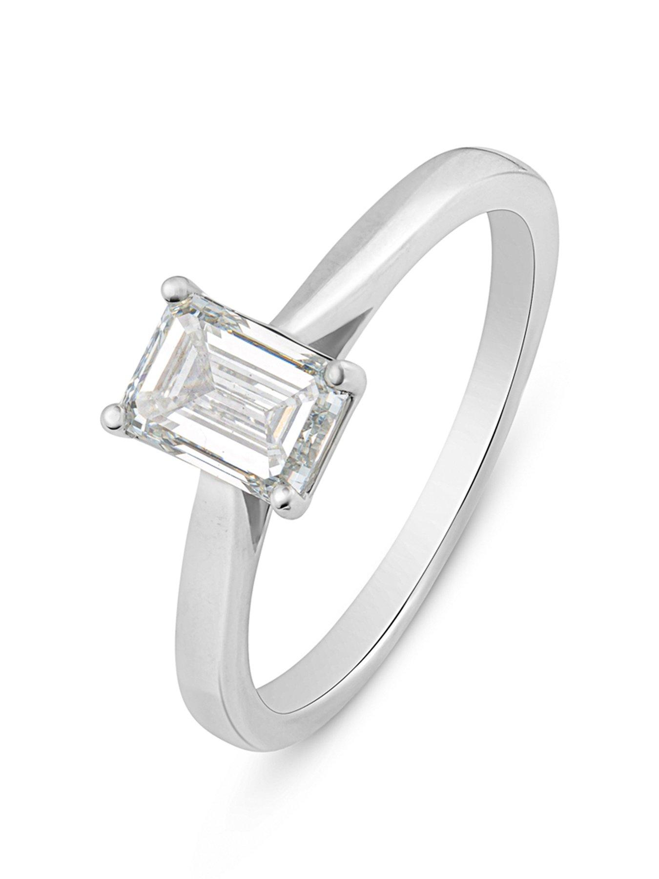 Image 1 of 5 of Love DIAMOND 1Ct Emerald Cut Diamond Solitaire Ring G VS+ Lab Grown