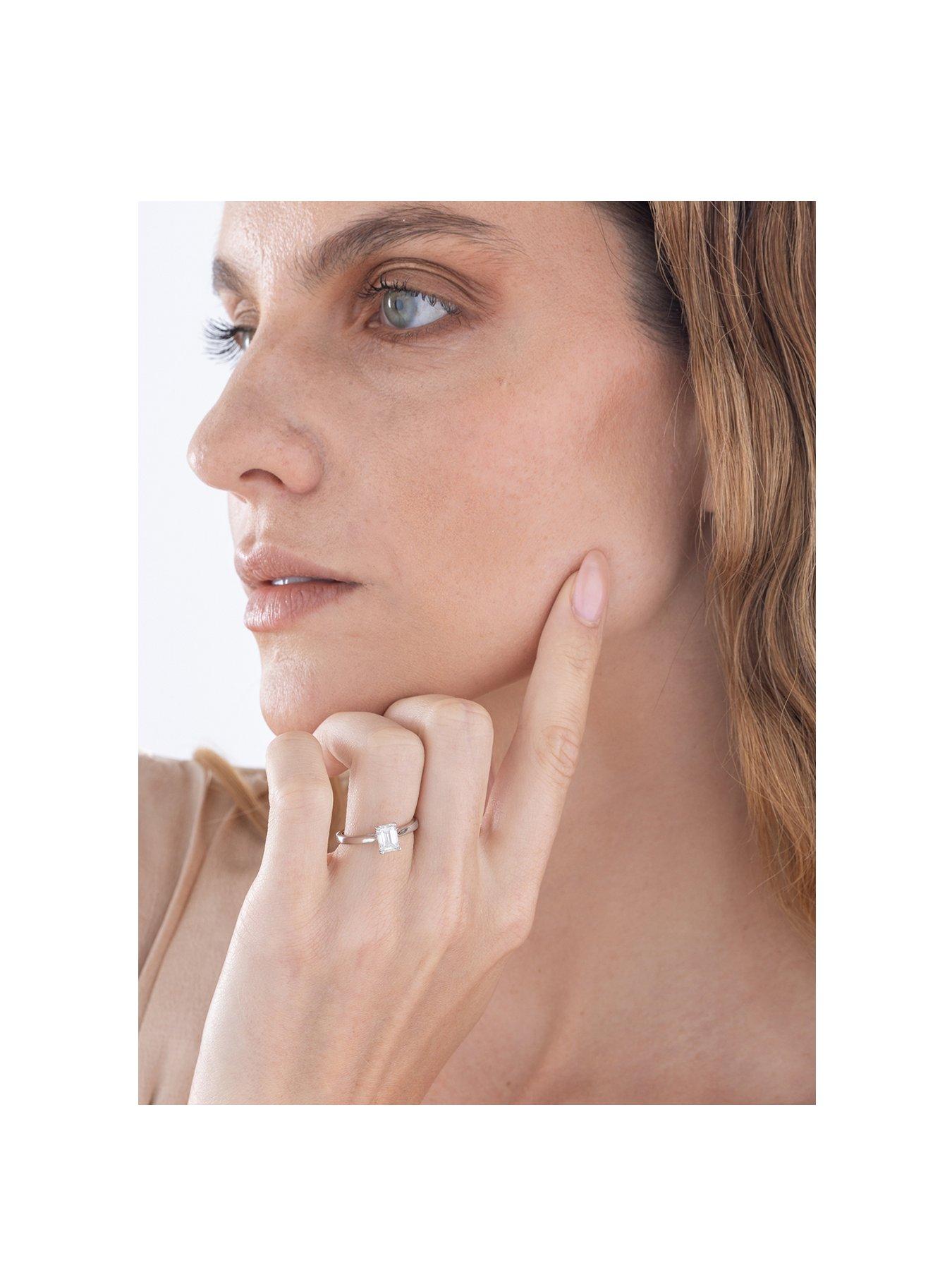 Image 2 of 5 of Love DIAMOND 1Ct Emerald Cut Diamond Solitaire Ring G VS+ Lab Grown