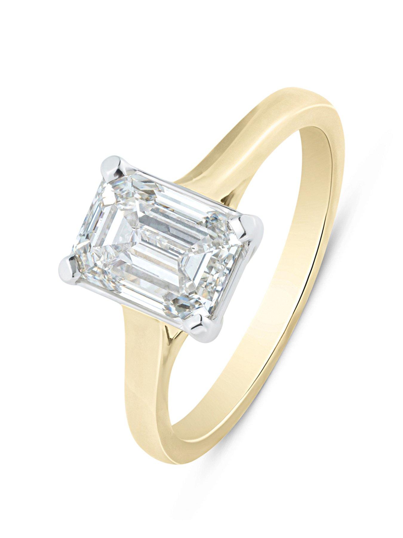undefined 2Ct Emerald Cut Diamond Solitaire Ring G VS+ Lab Grown