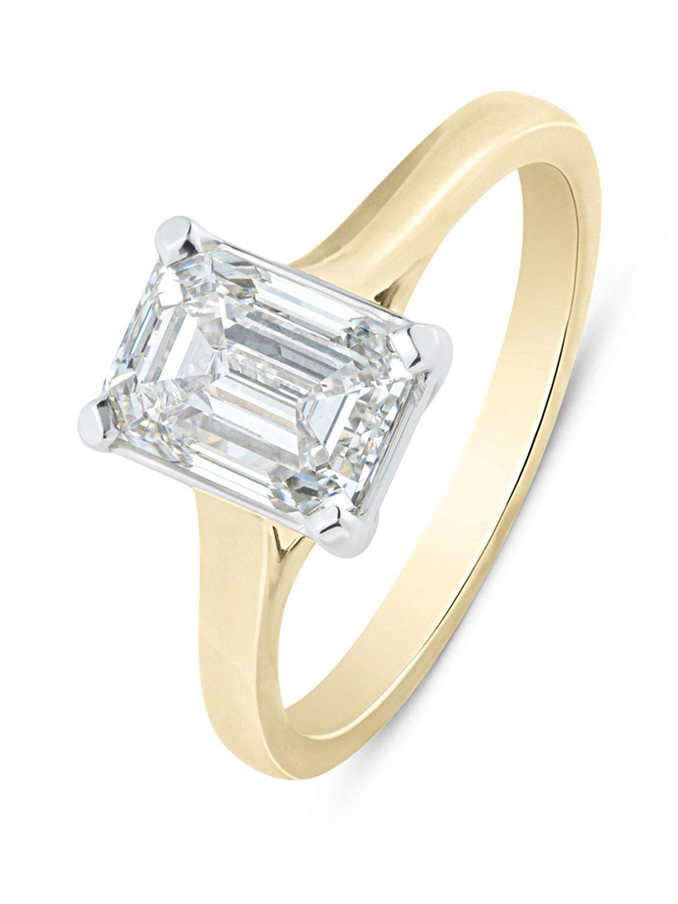 Love DIAMOND 2Ct Emerald Cut Diamond Solitaire Ring G VS+ Lab Grown