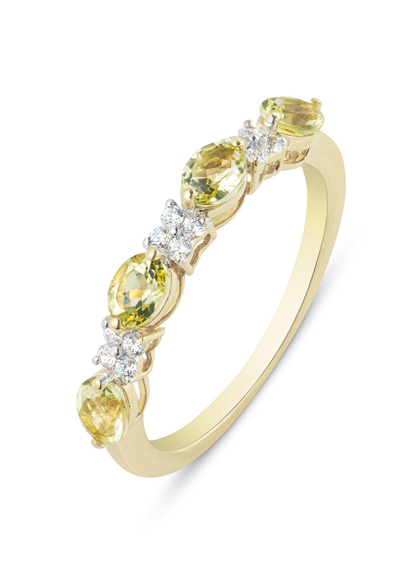 Love DIAMOND Lemon Citrine With Diamond Eternity Style Ring