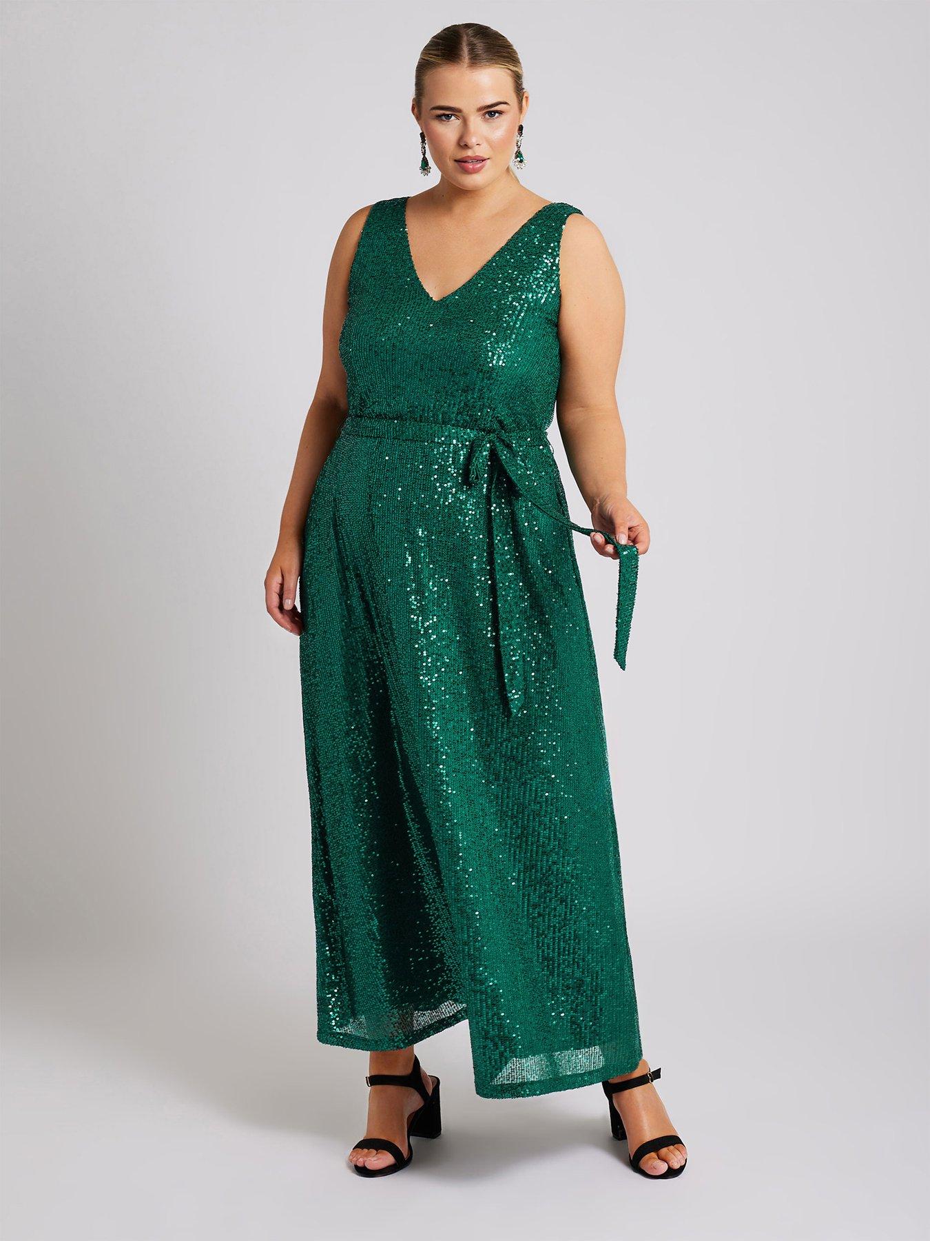 Yours Curve Sequin V Neck Maxi Dress