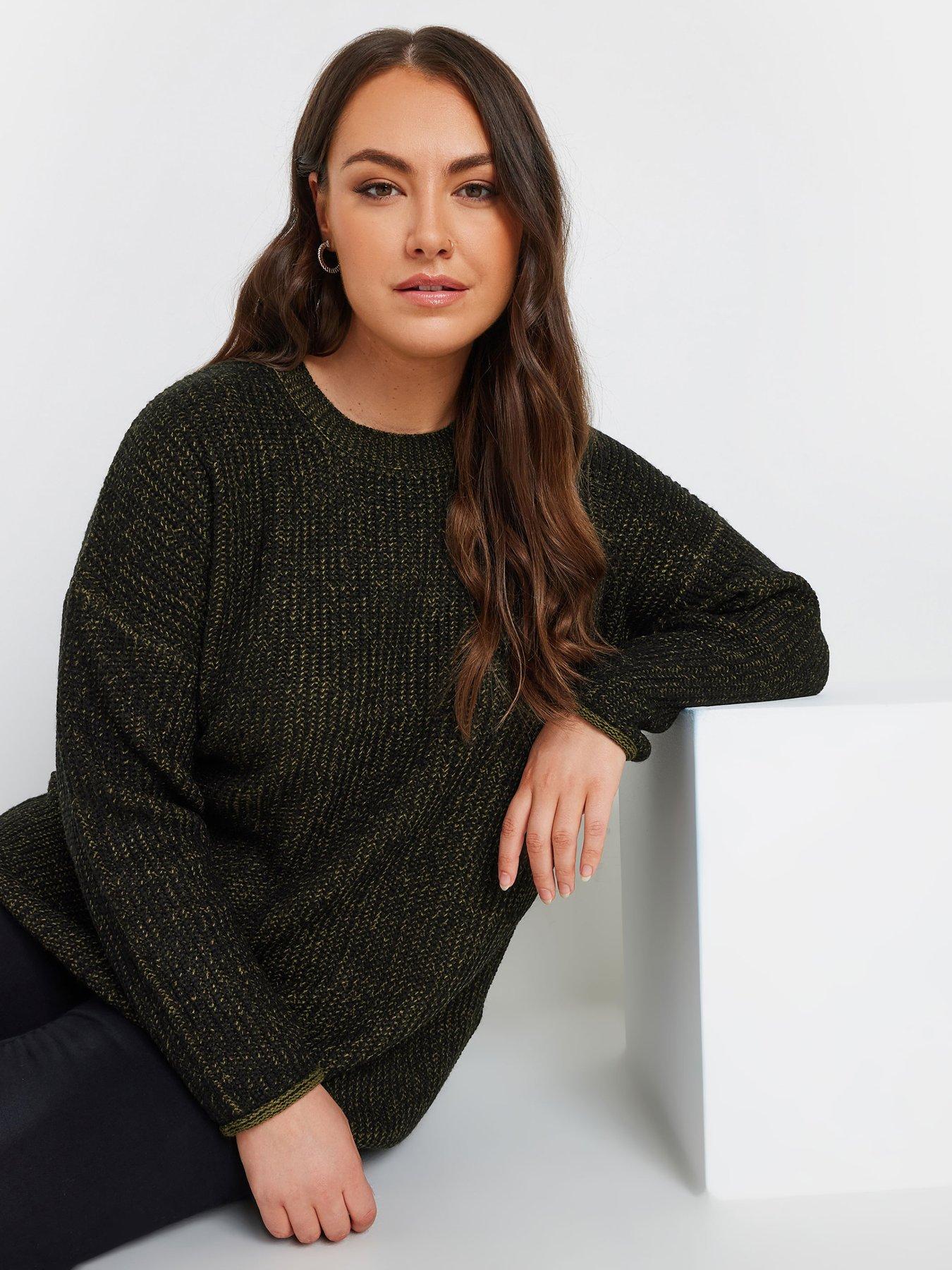 Yours Curve Drop Shoulder Jumper - Green/Black