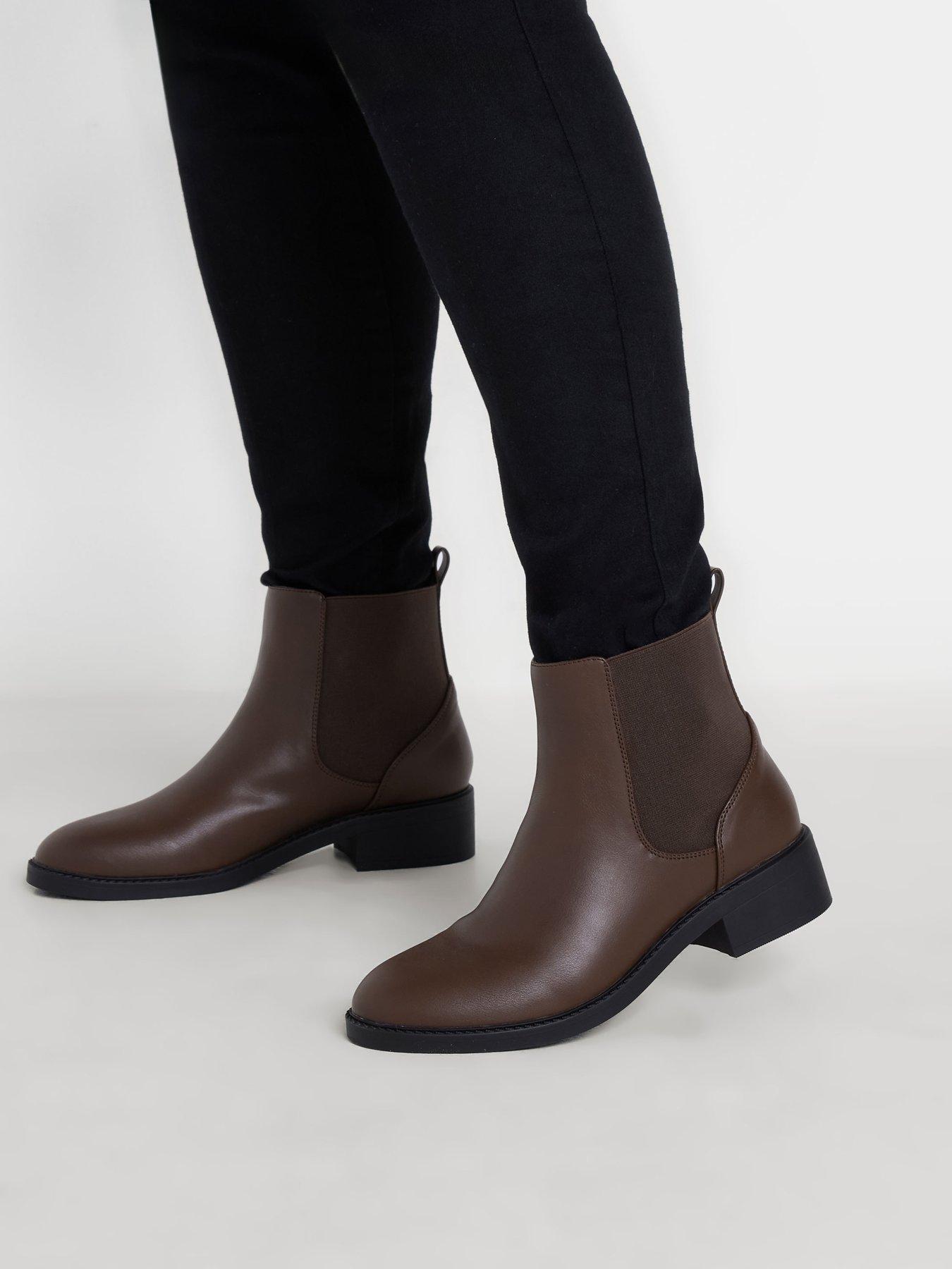 Image 4 of 4 of Yours Extra Wide Fit Pu Chelsea Boot - Brown