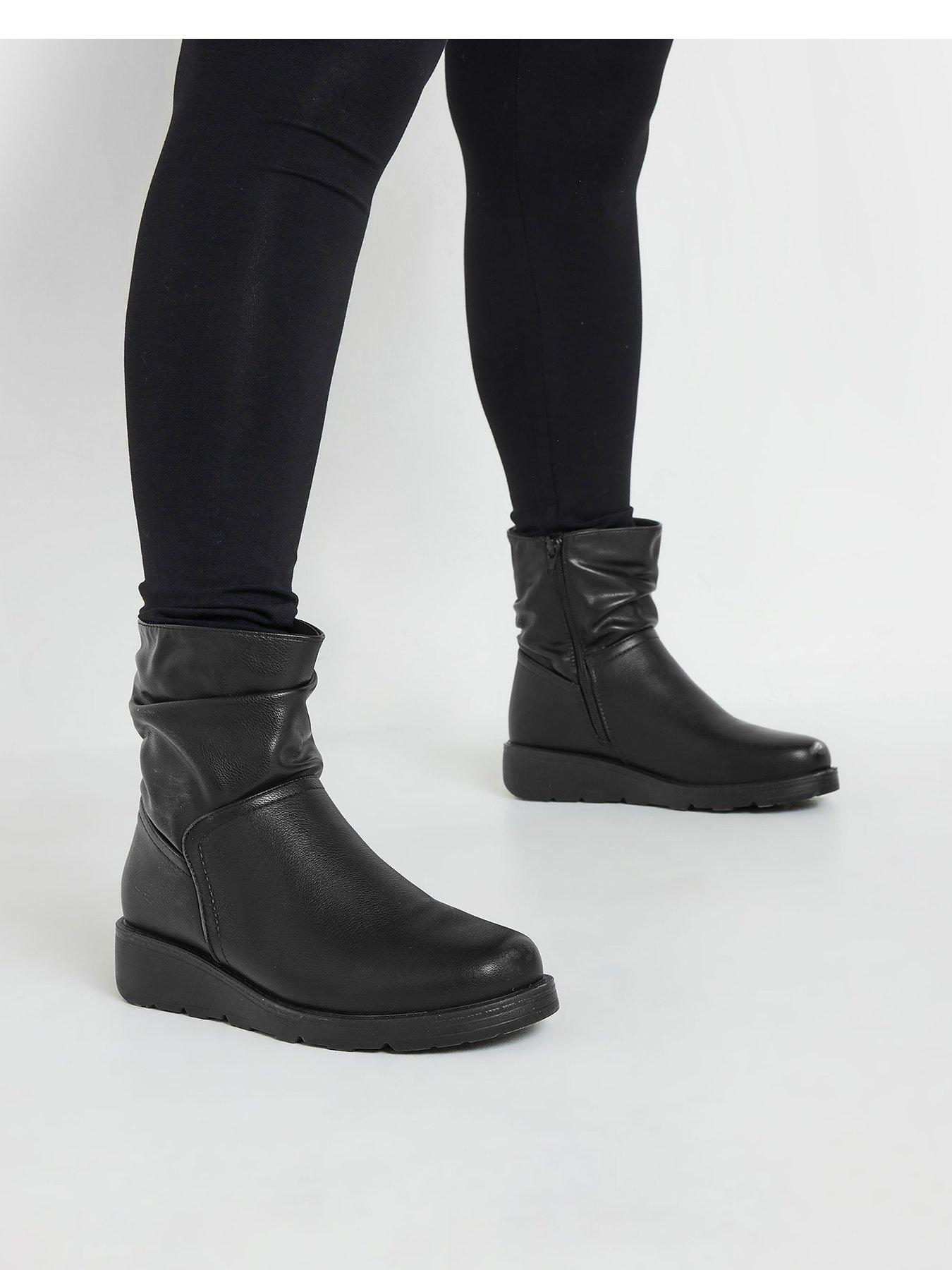 undefined Extra Wide Fit Slouch Ankle Boots - Black