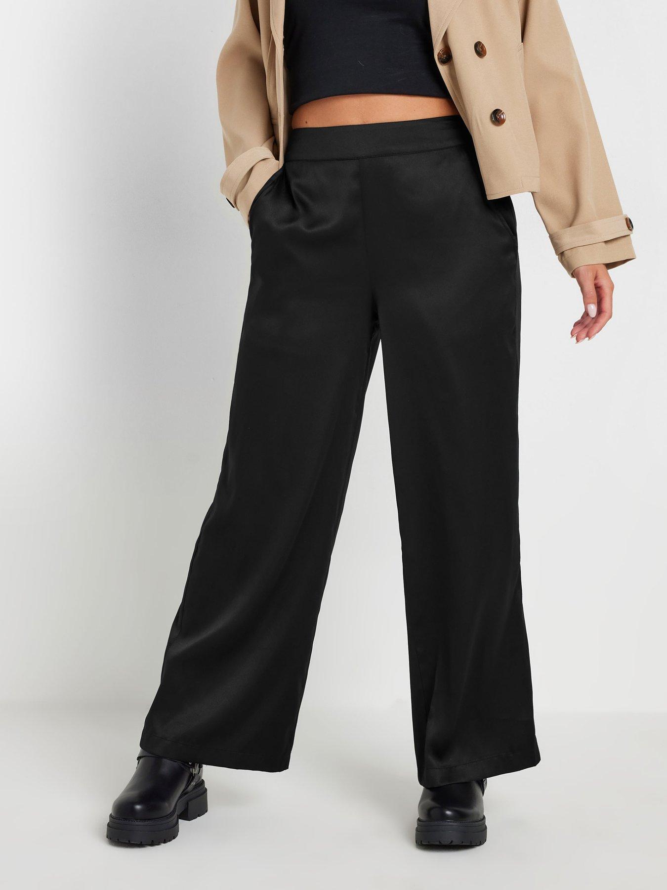  image of pixiegirl-petite-satin-wide-leg-trousers-black