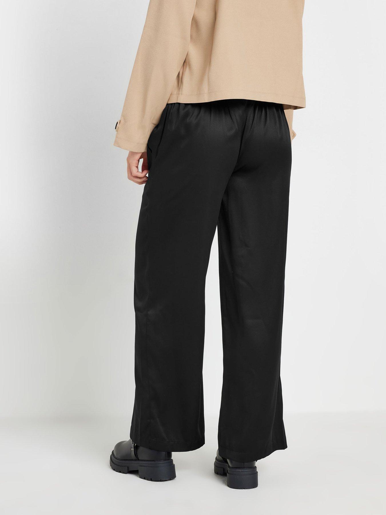  image of pixiegirl-petite-satin-wide-leg-trousers-black