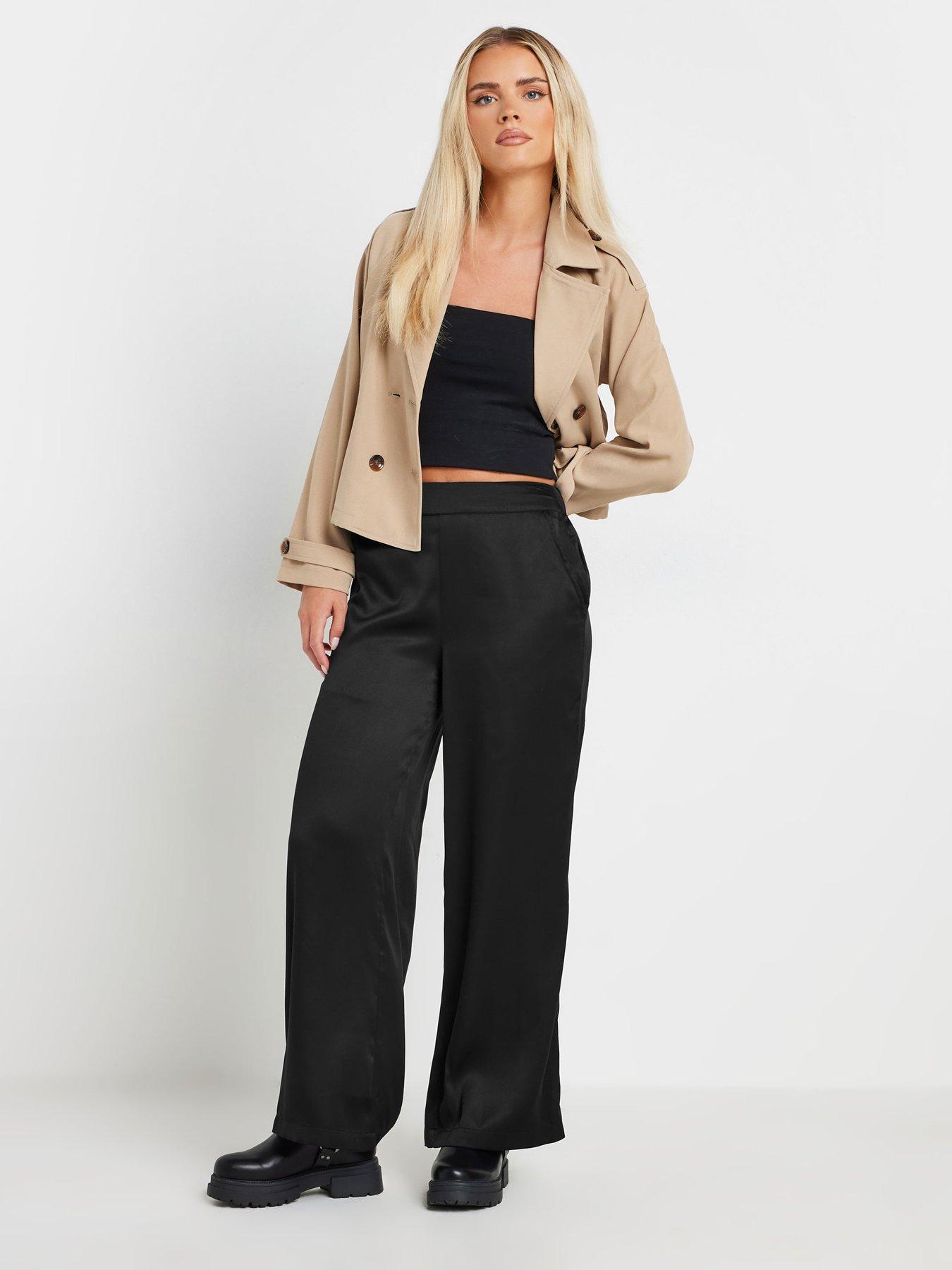  image of pixiegirl-petite-satin-wide-leg-trousers-black