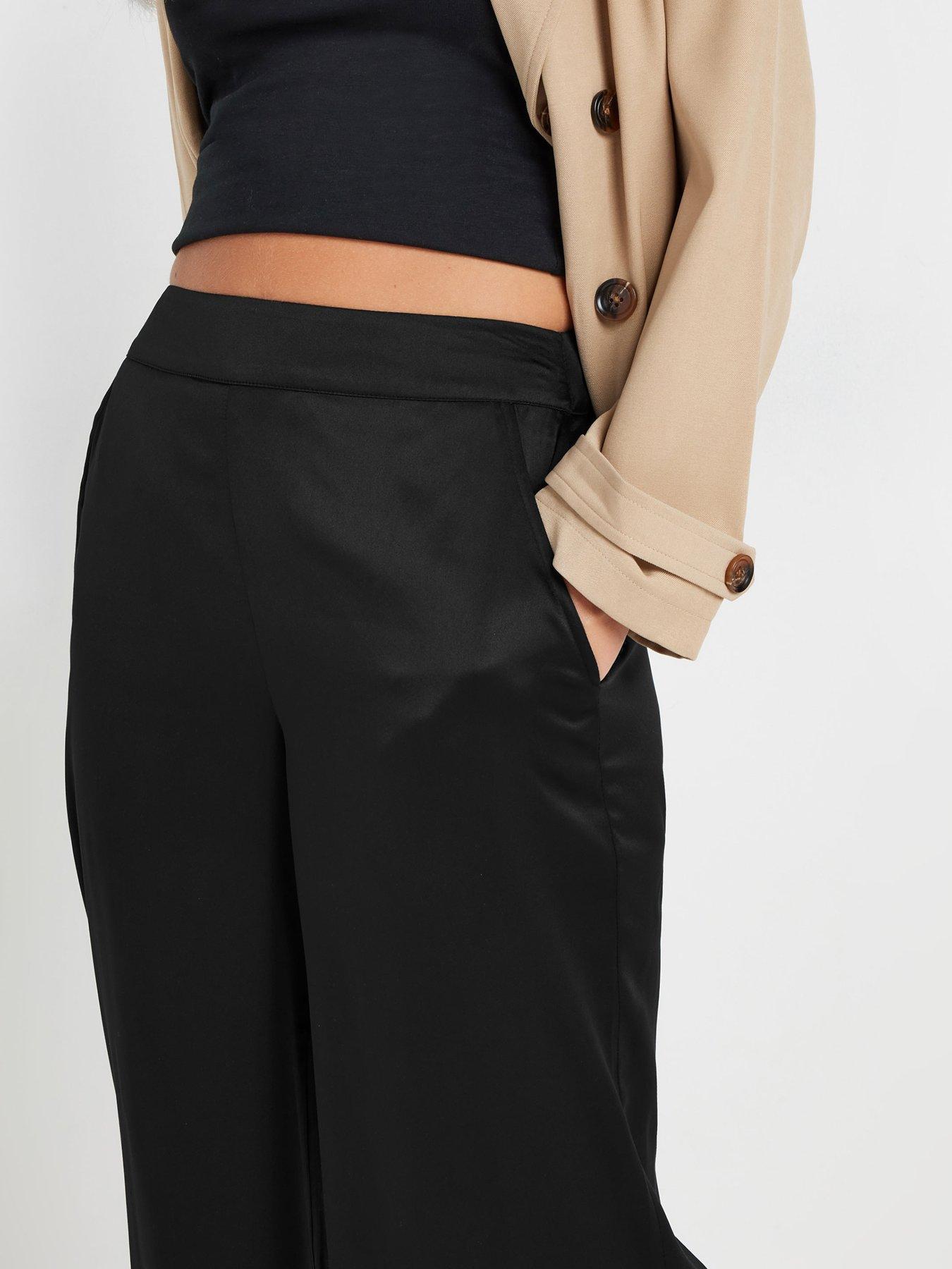  image of pixiegirl-petite-satin-wide-leg-trousers-black