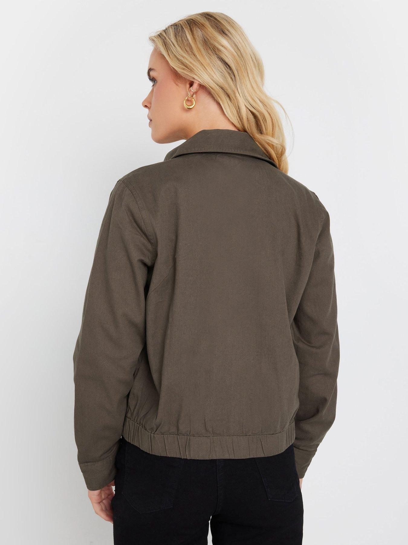  image of mco-petite-zip-collared-jacket-brown