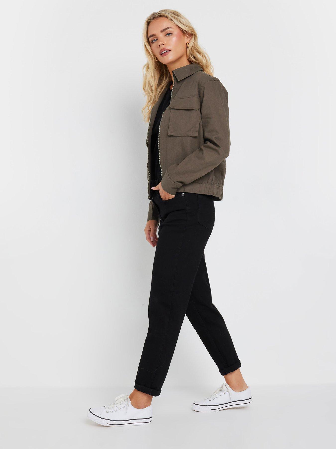  image of mco-petite-zip-collared-jacket-brown