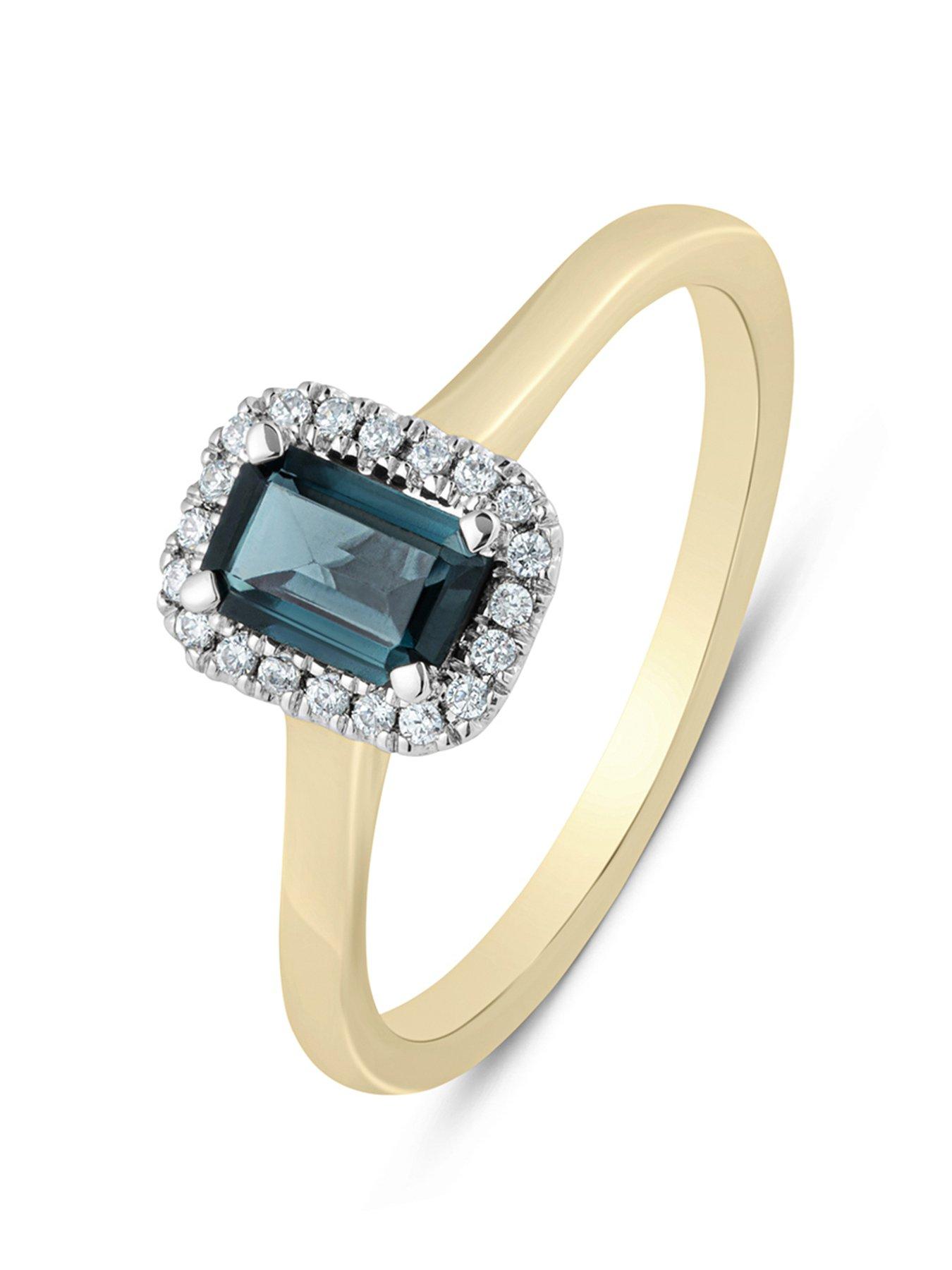 Love DIAMOND London Blue Topaz Diamond Halo Ring